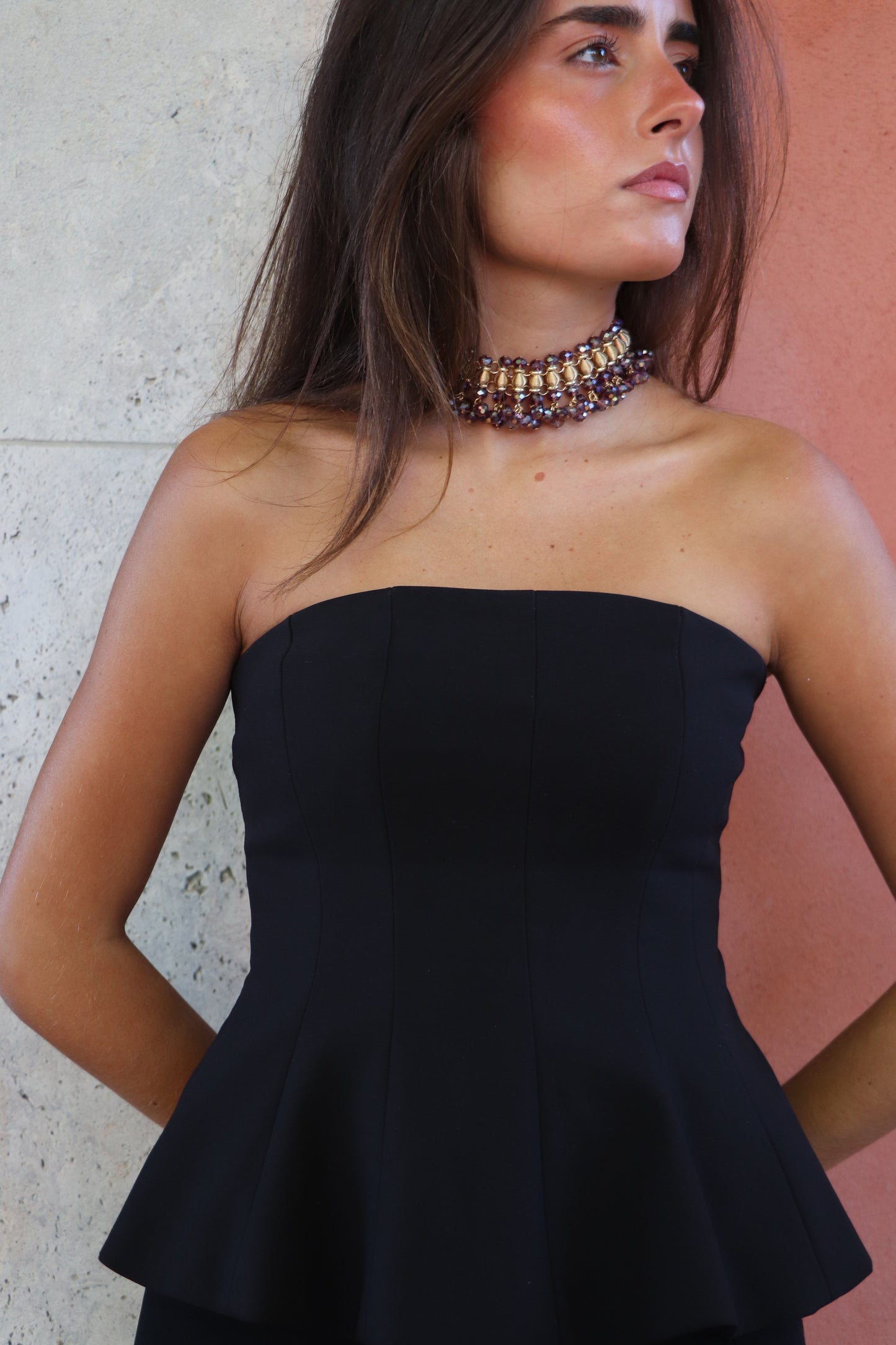 Choker cristal berenjena