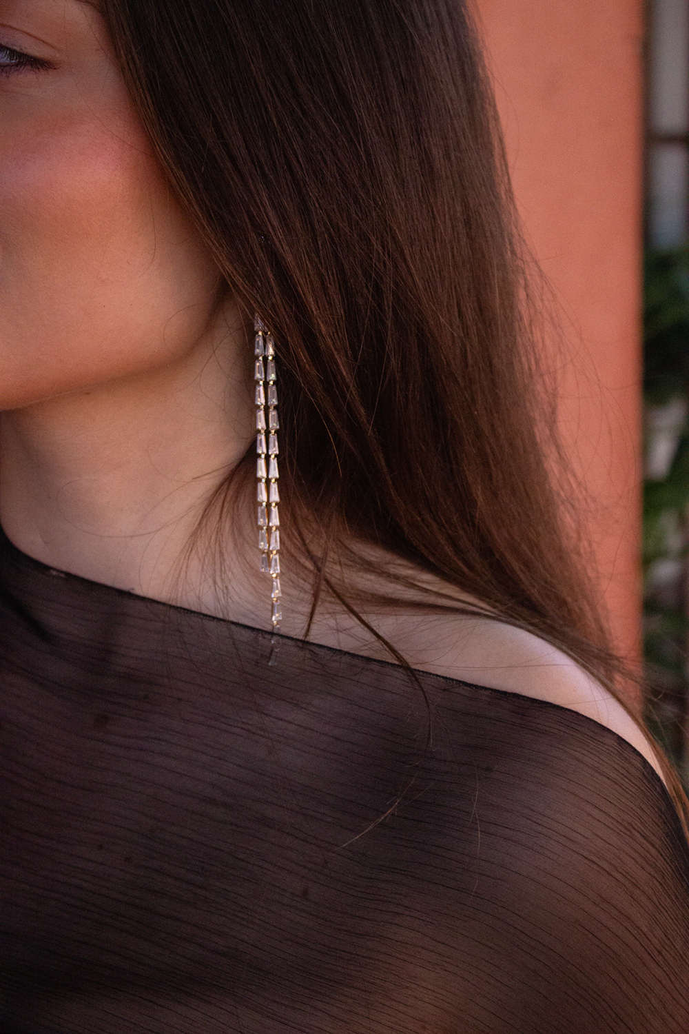 Pendientes tira brillos