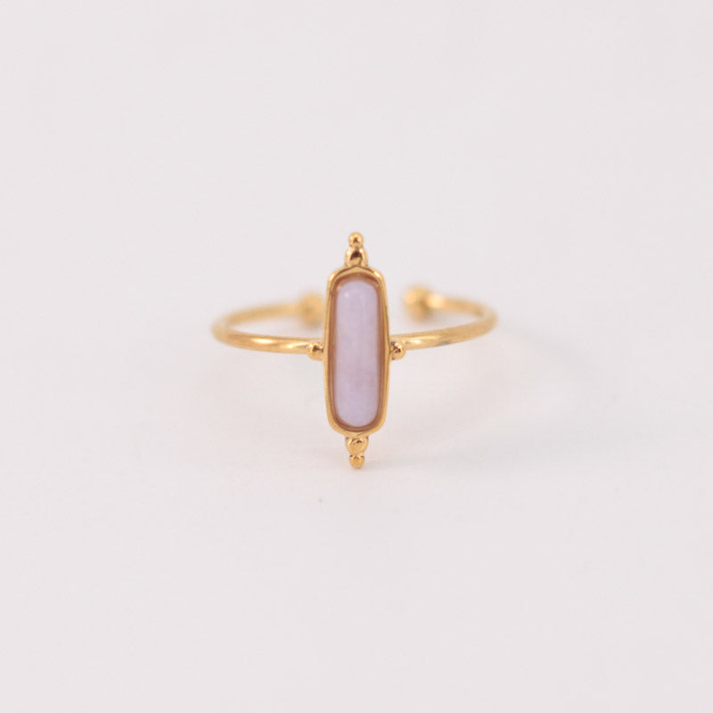 Anillo rectangular piedra malva