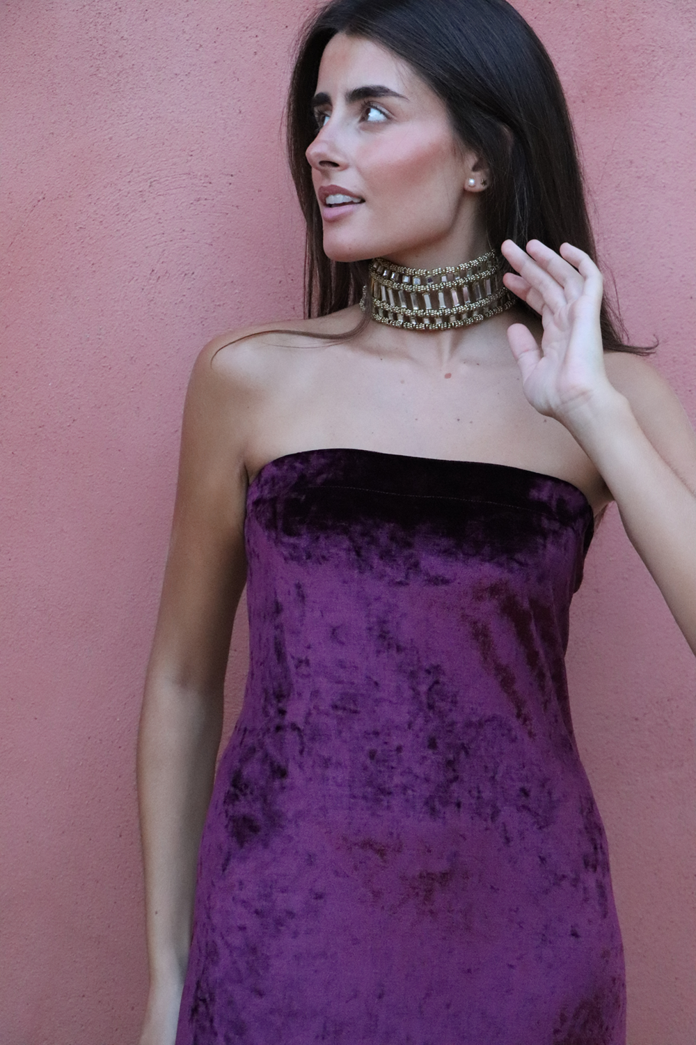 Vestido Terciopelo berenjena oscuro
