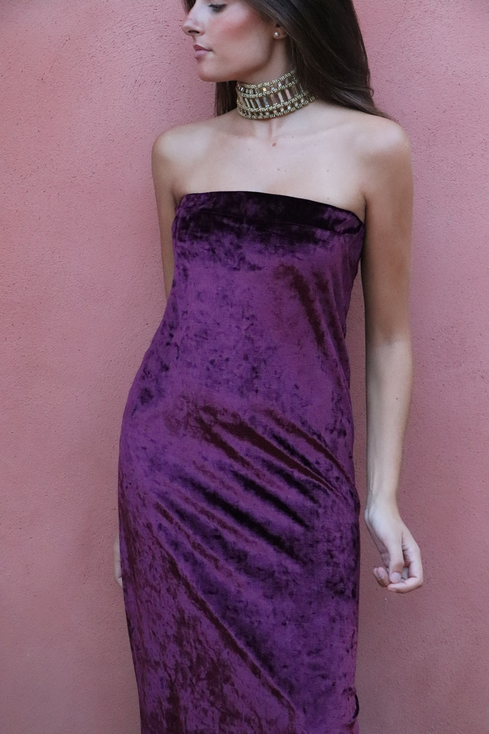 Vestido Terciopelo berenjena oscuro