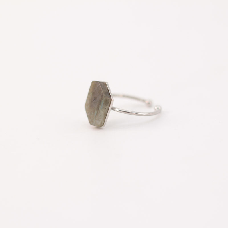 Anillo acero piedra verde