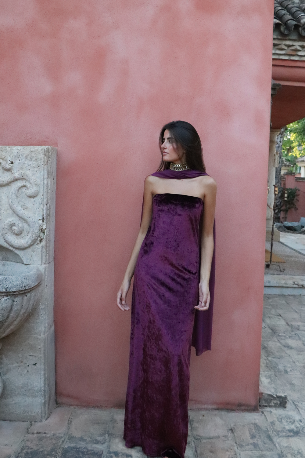 Vestido Terciopelo berenjena oscuro