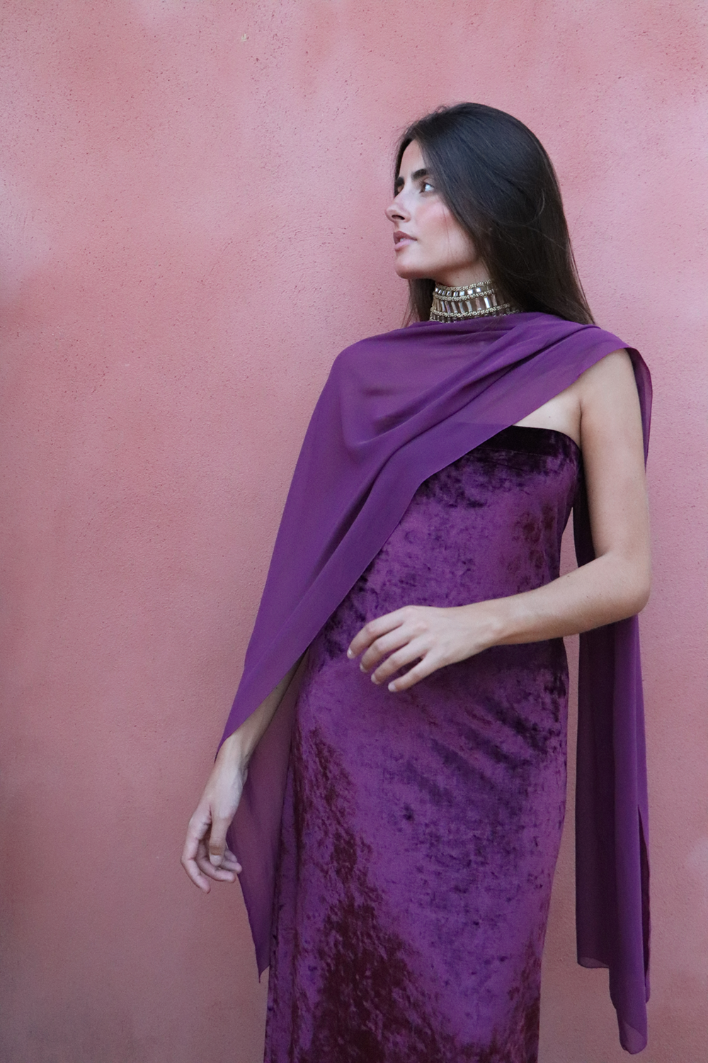 Vestido Terciopelo berenjena oscuro