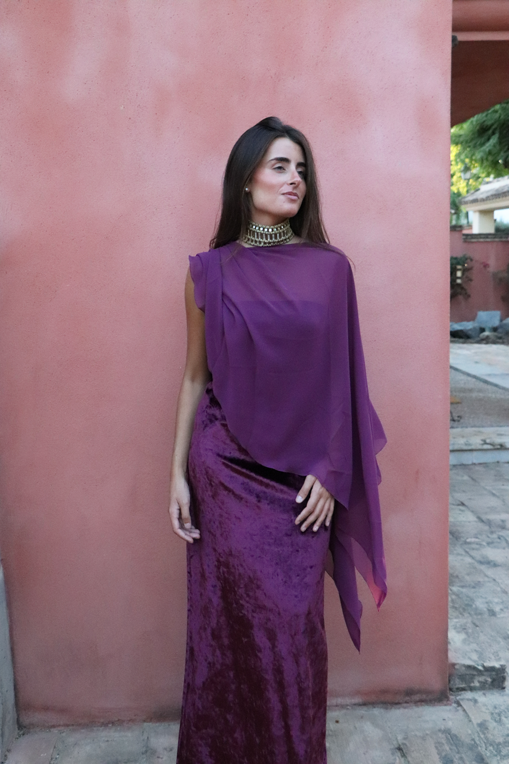 Vestido Terciopelo berenjena oscuro
