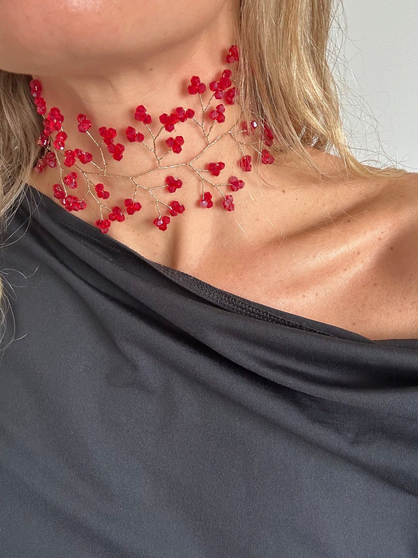Choker piedras rojo