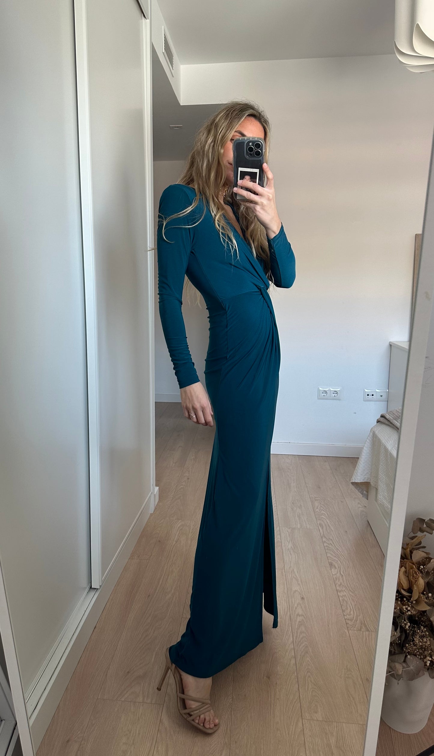 Vestido nudo aguamarina