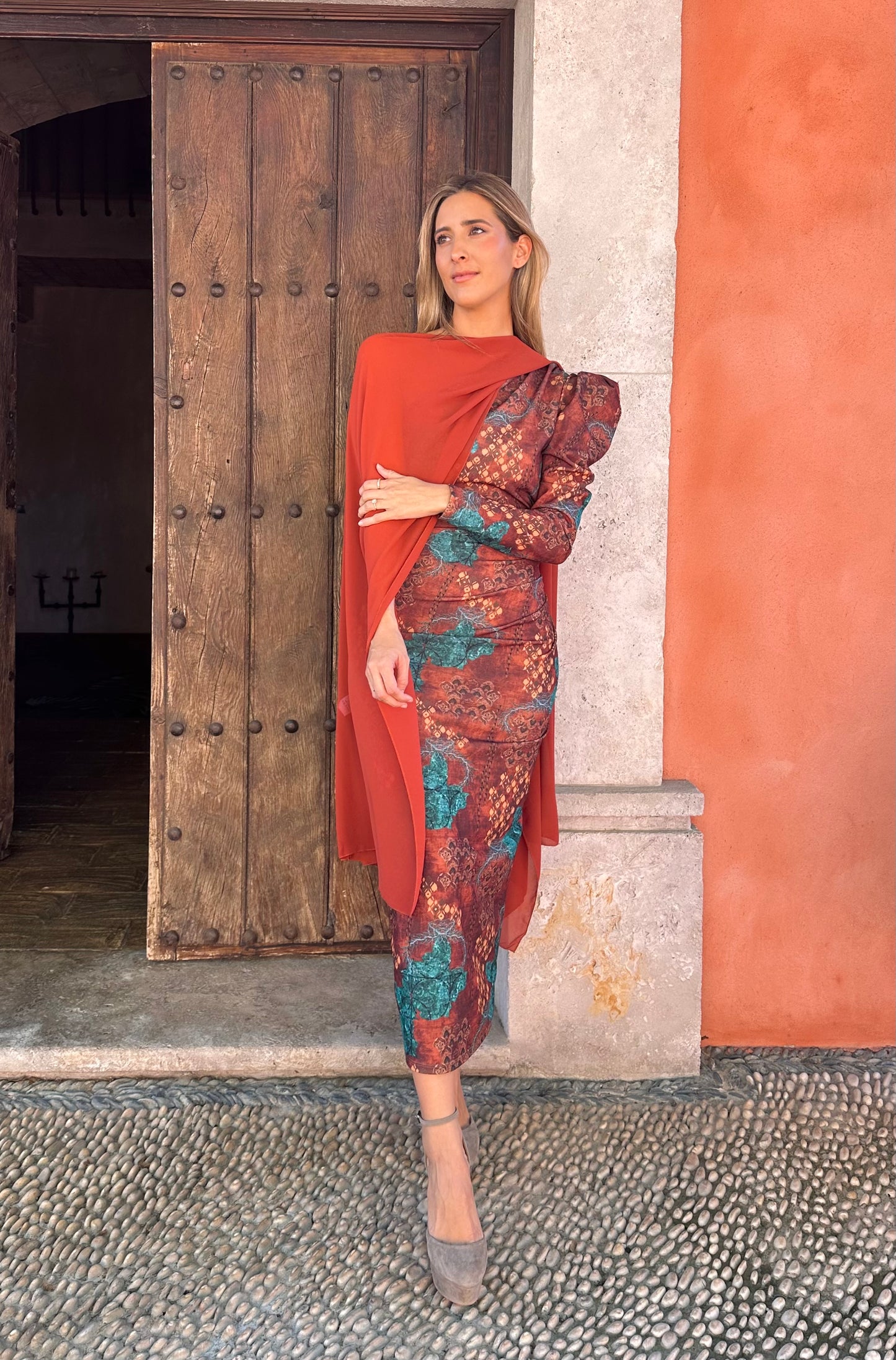 Vestido estampado asimétrico caldera