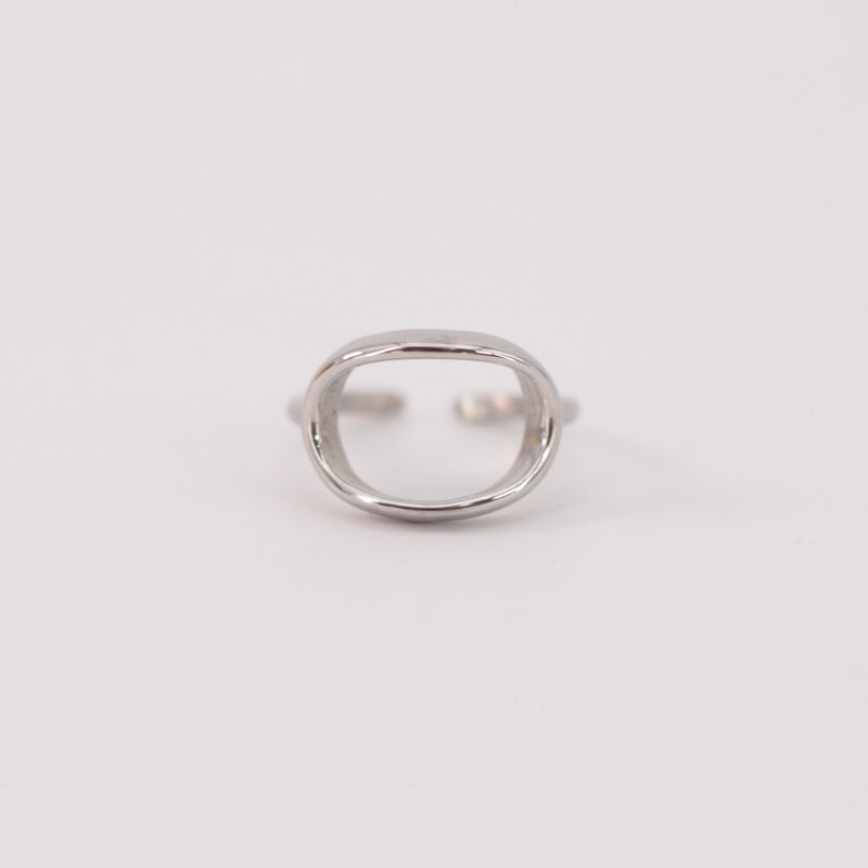 Anillo acero círculo plateado