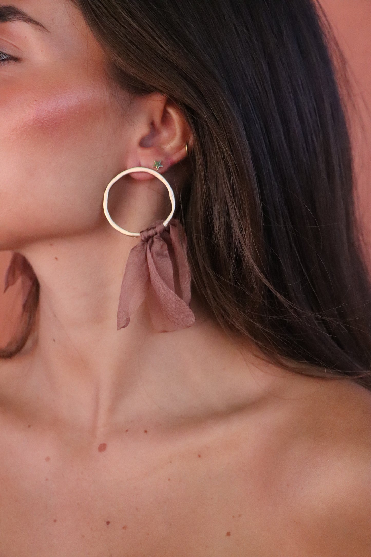 Pendientes lazada berenjena