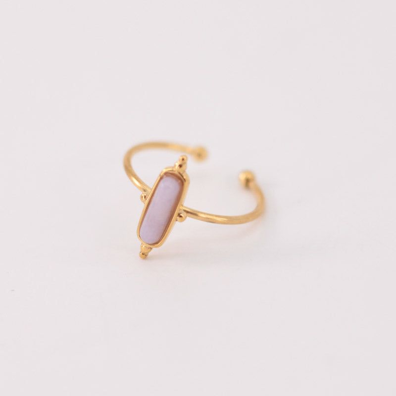 Anillo rectangular piedra malva