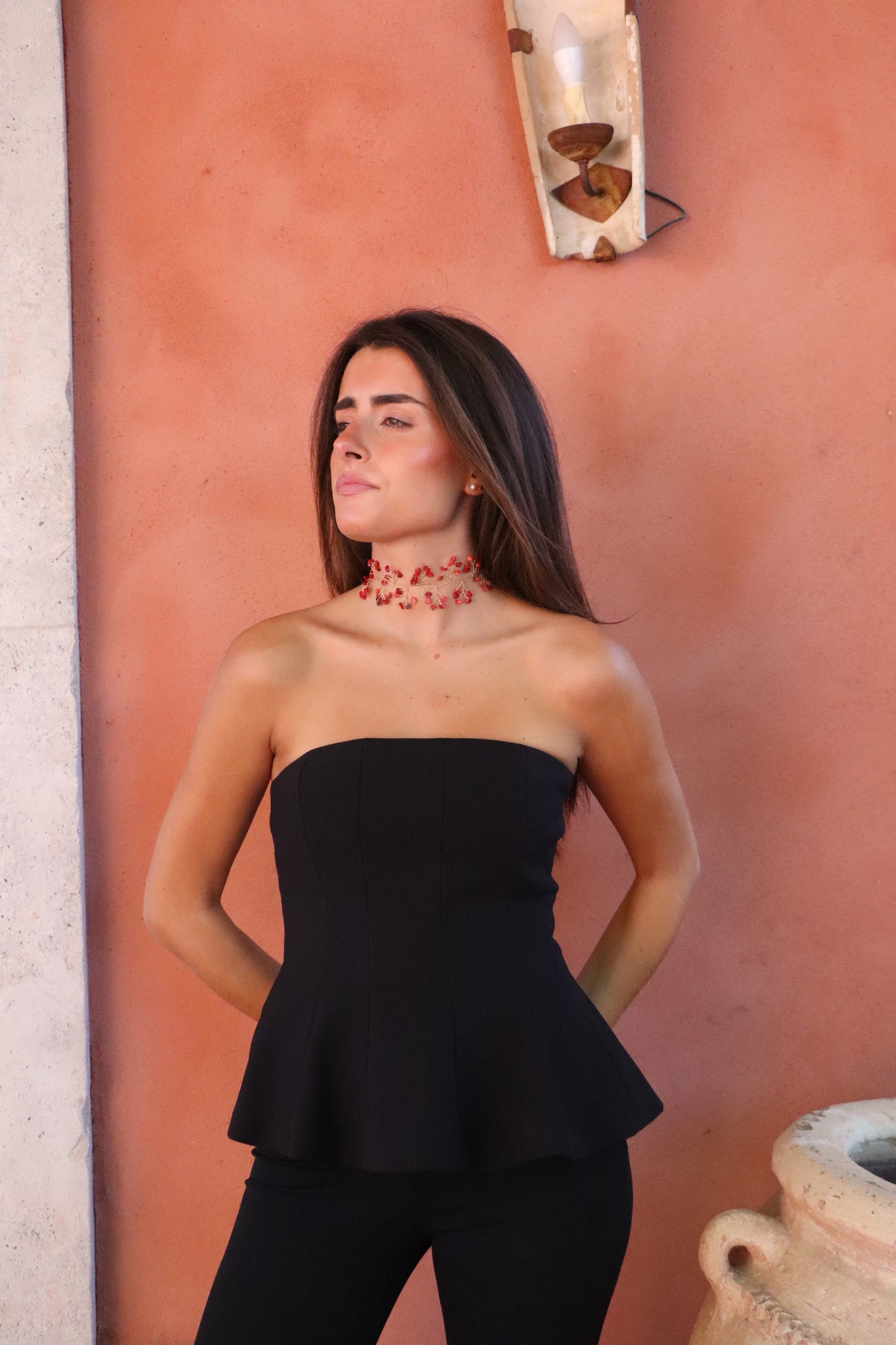 Choker piedras rojo