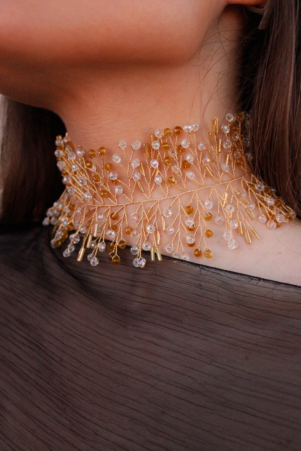 Choker mil piedras beige