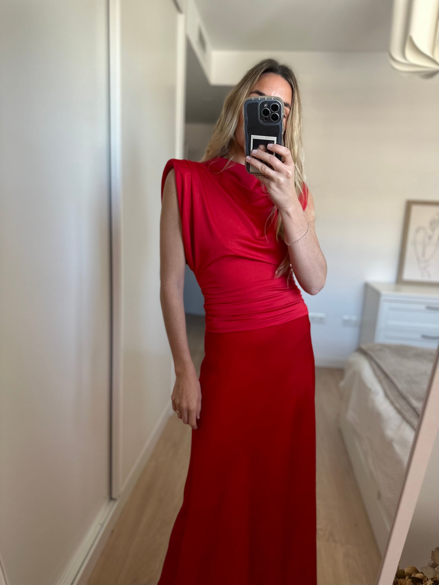 Falda raso roja