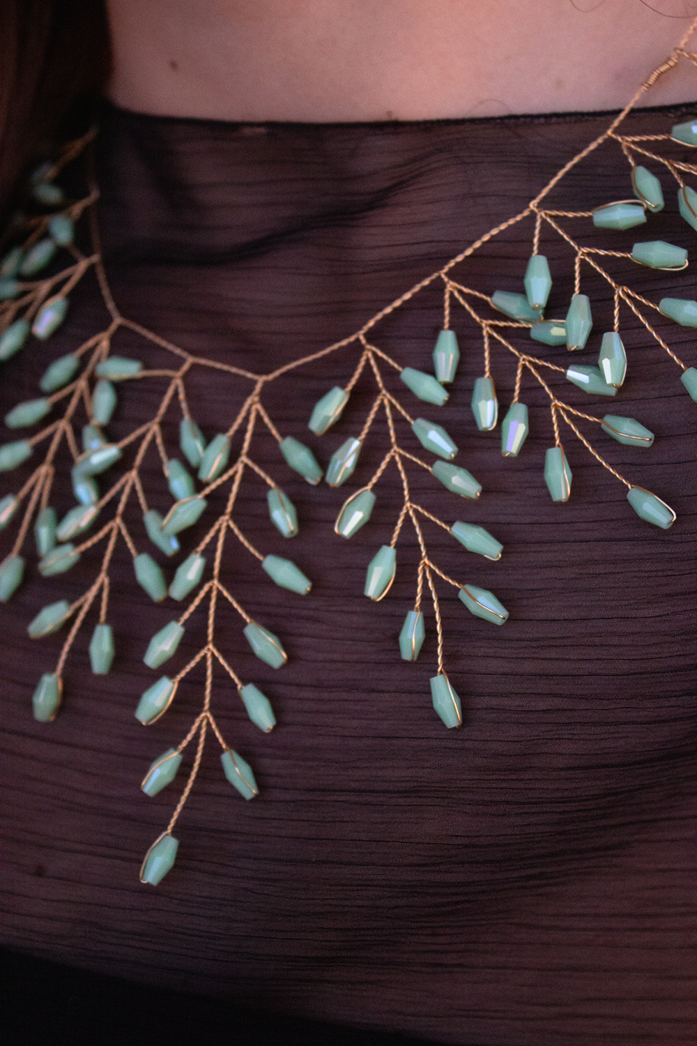 Choker hojas verde agua