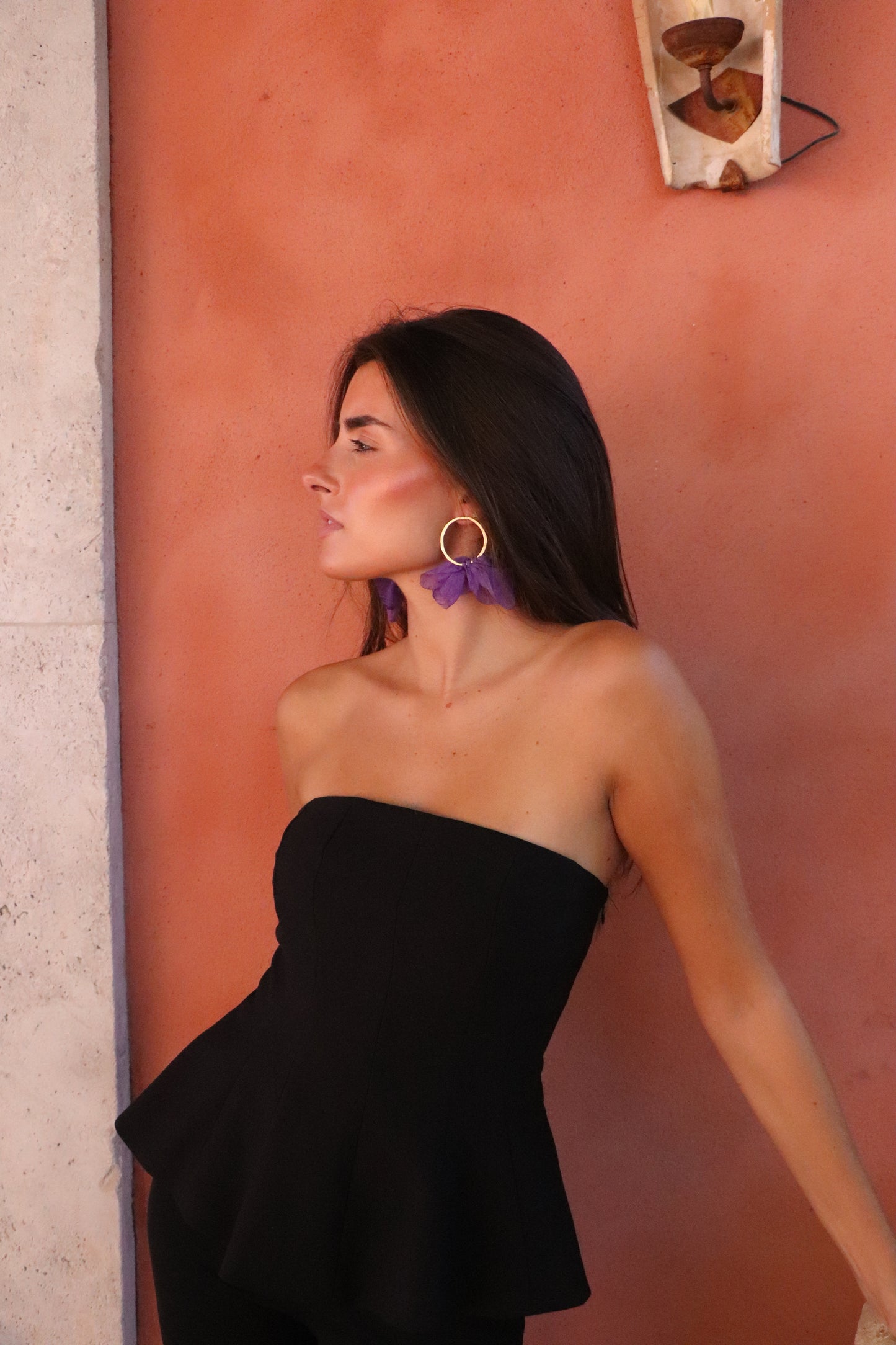 Pendientes lazada morado