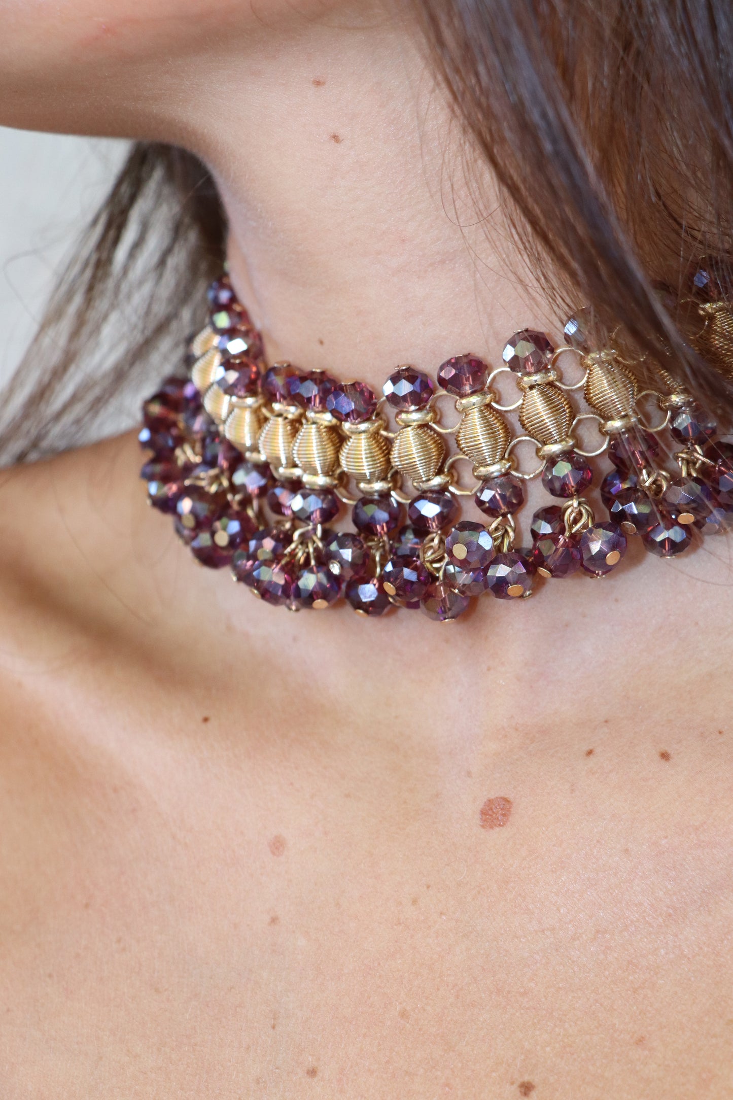 Choker cristal berenjena
