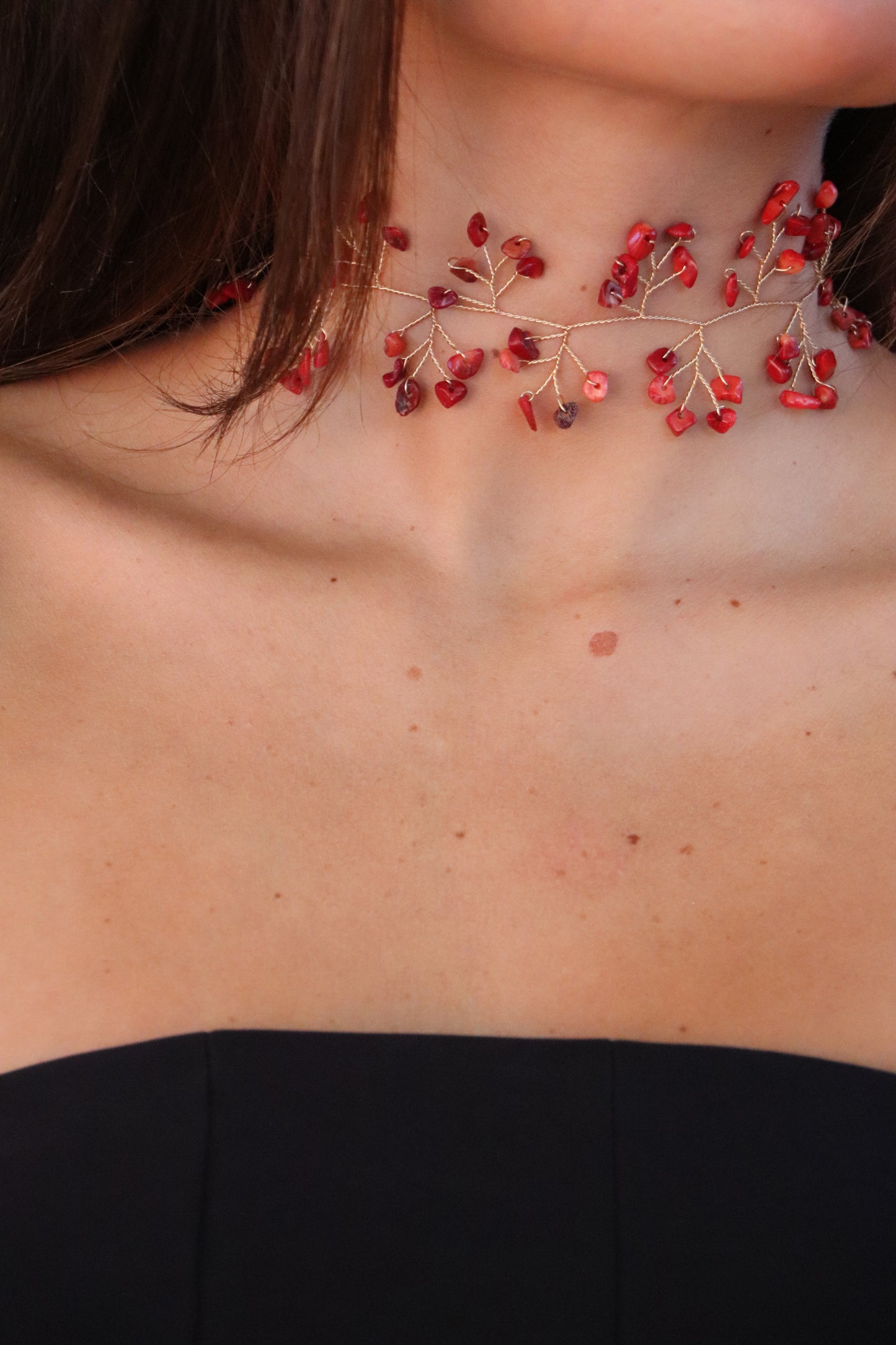 Choker piedras rojo