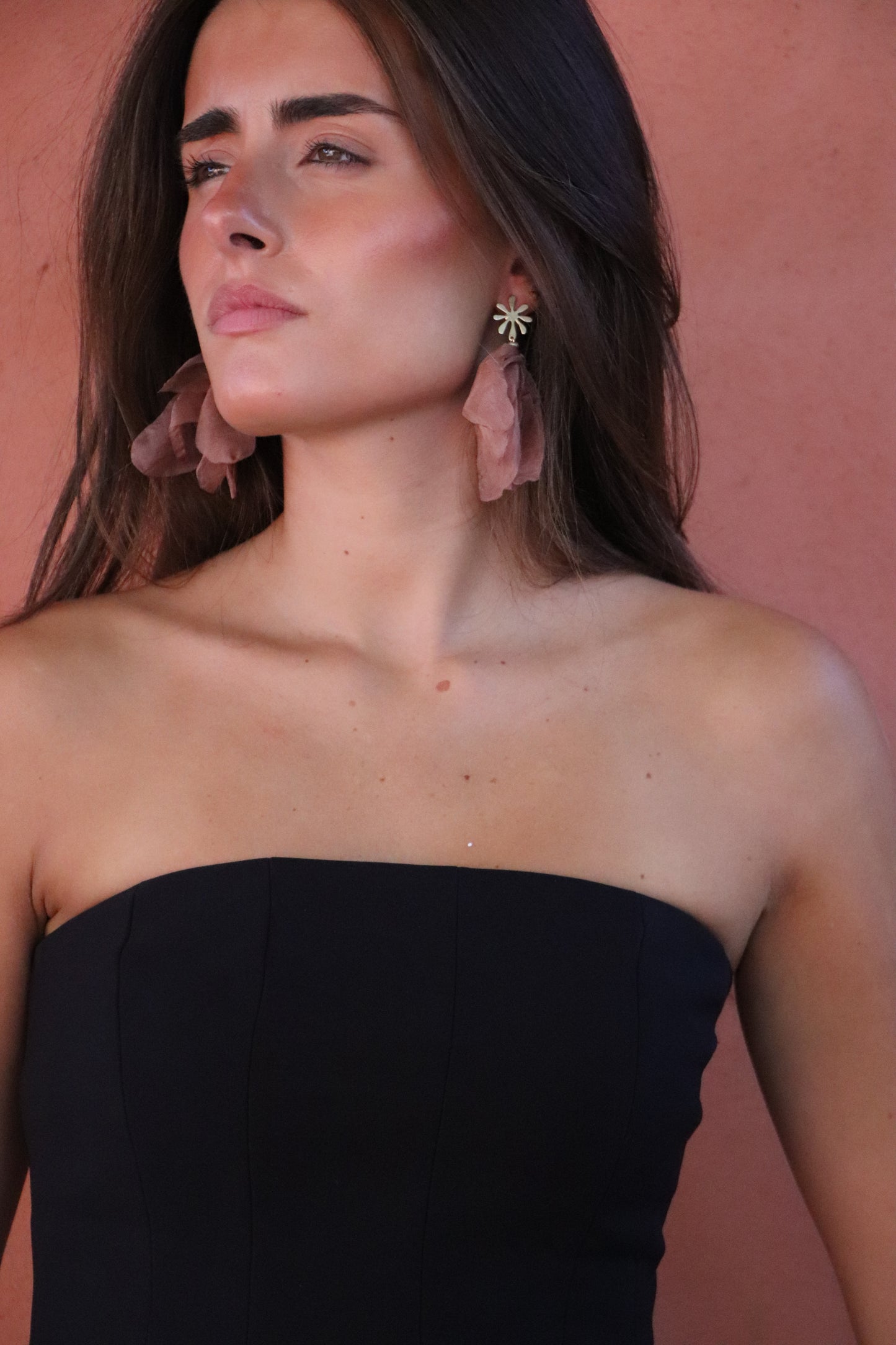 Pendientes flor berenjena