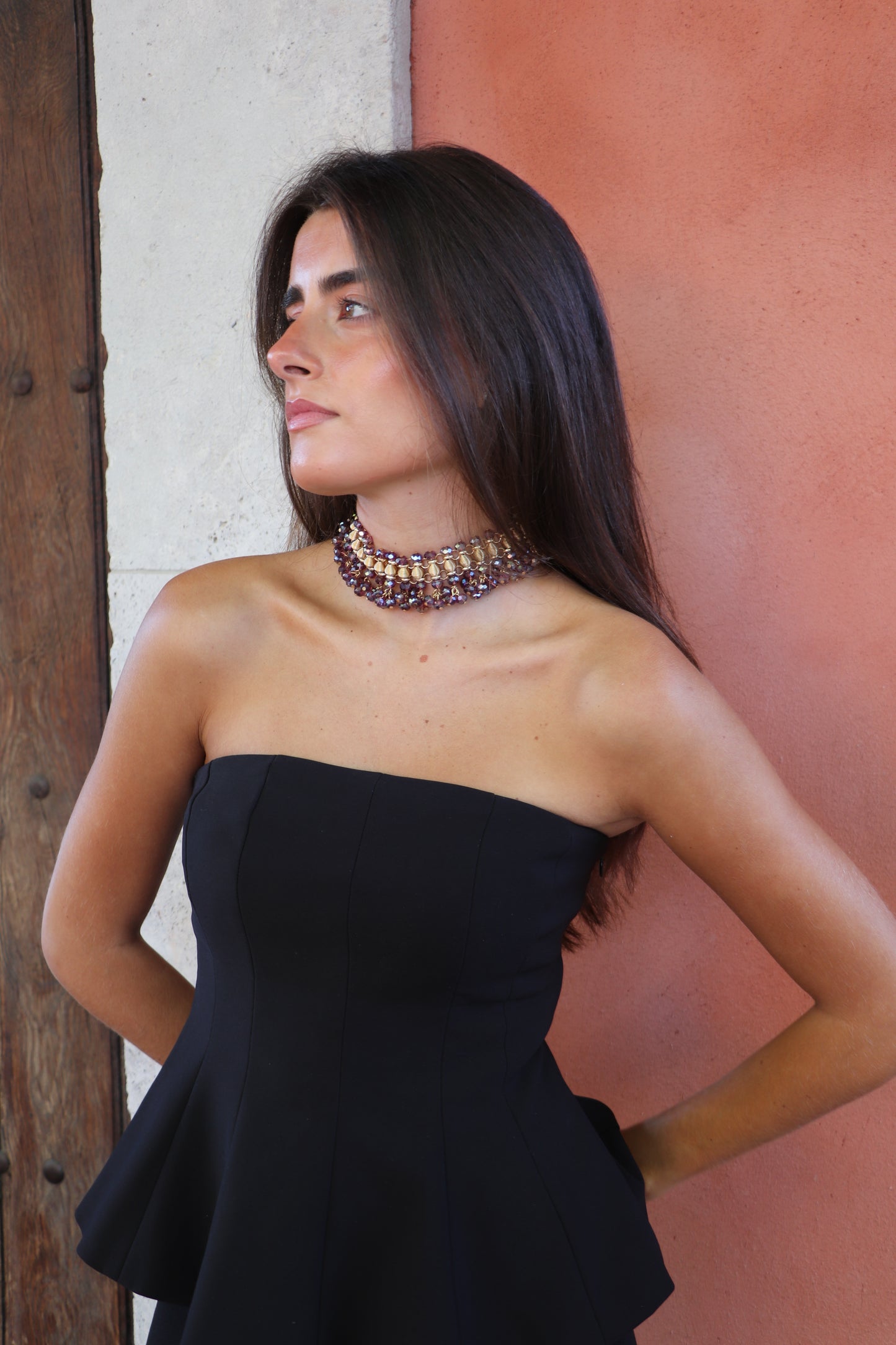Choker cristal berenjena