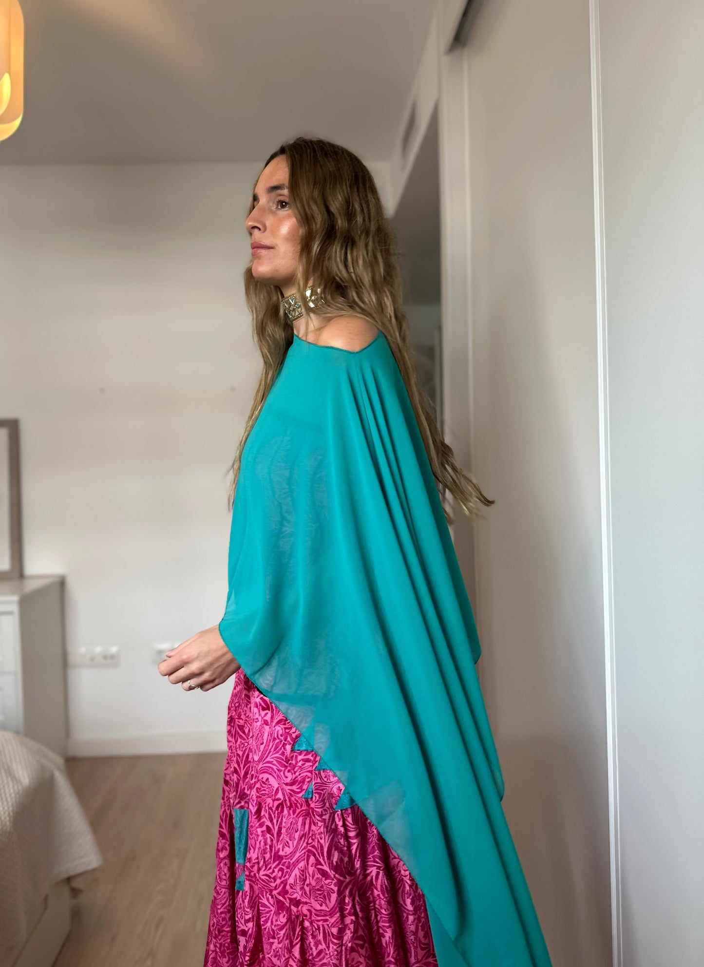 Capa multiposición verde turquesa