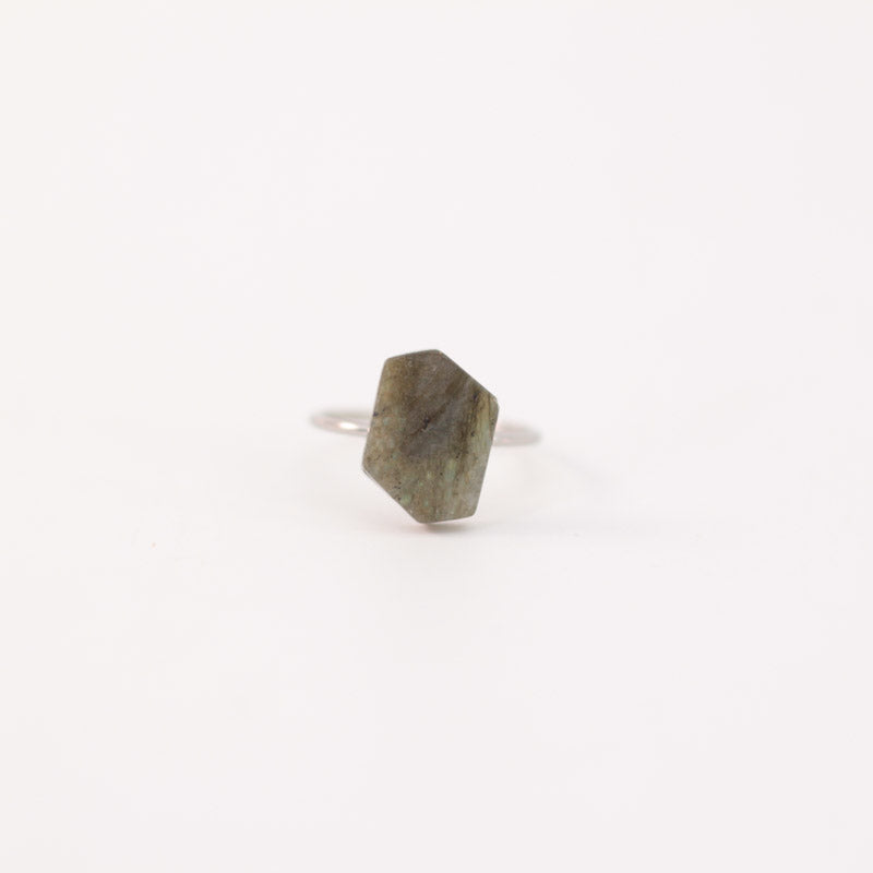 Anillo acero piedra verde