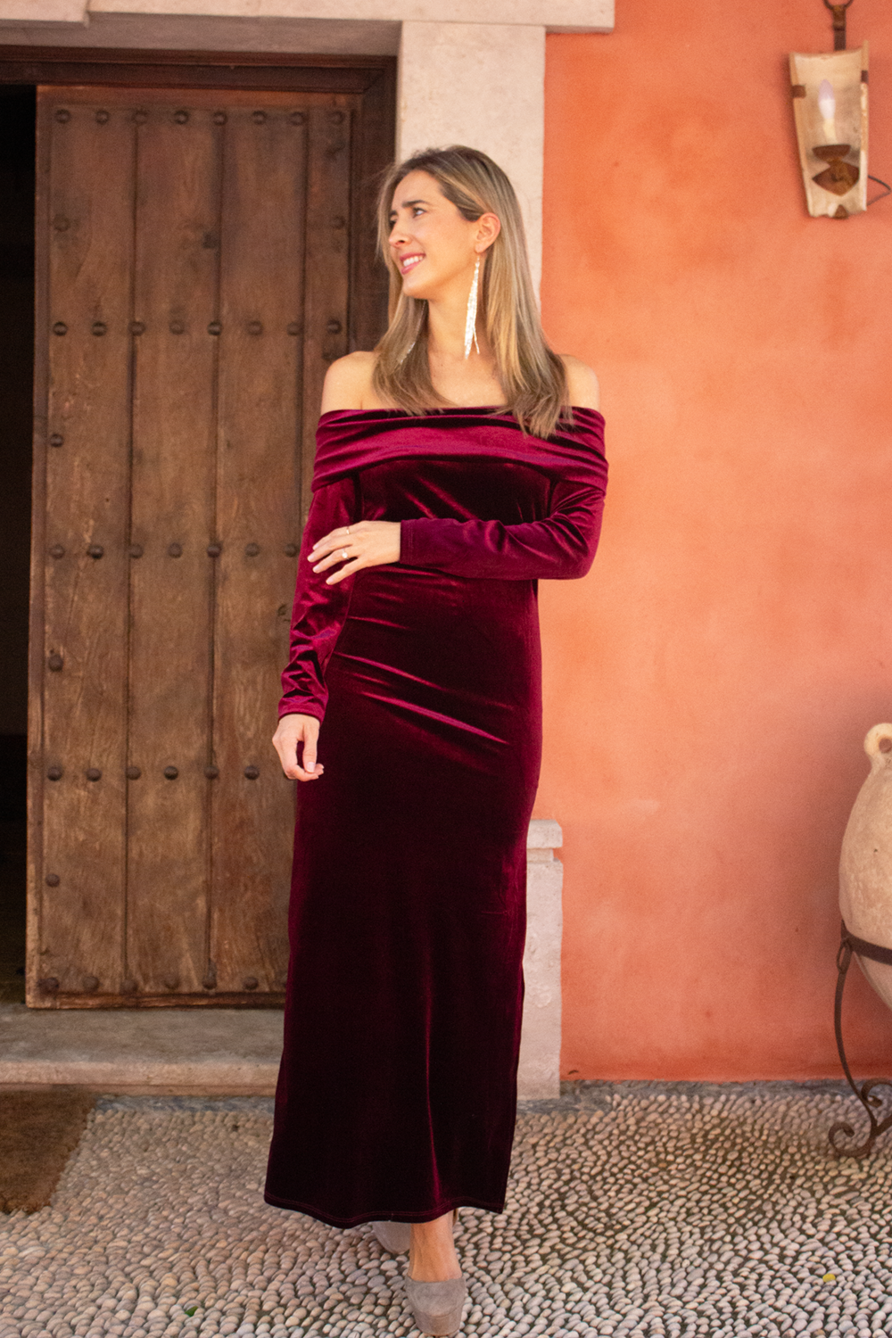 Vestido terciopelo burdeos