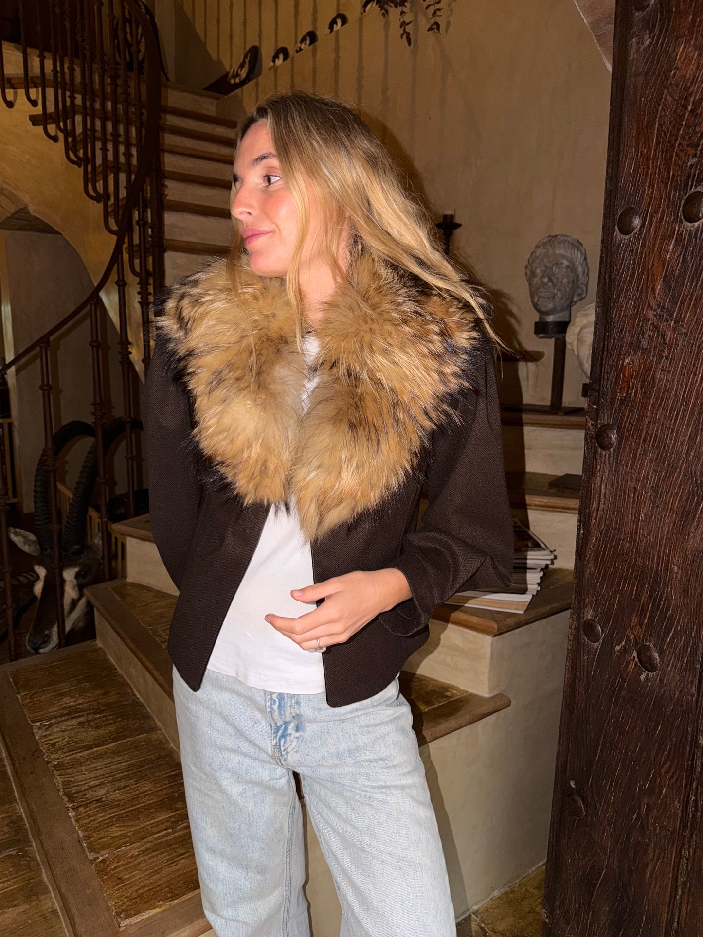 Chaqueta espiga chocolate