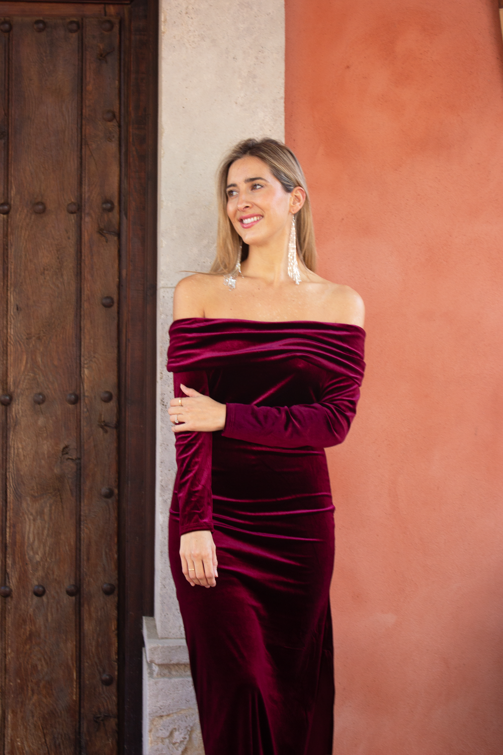 Vestido terciopelo burdeos