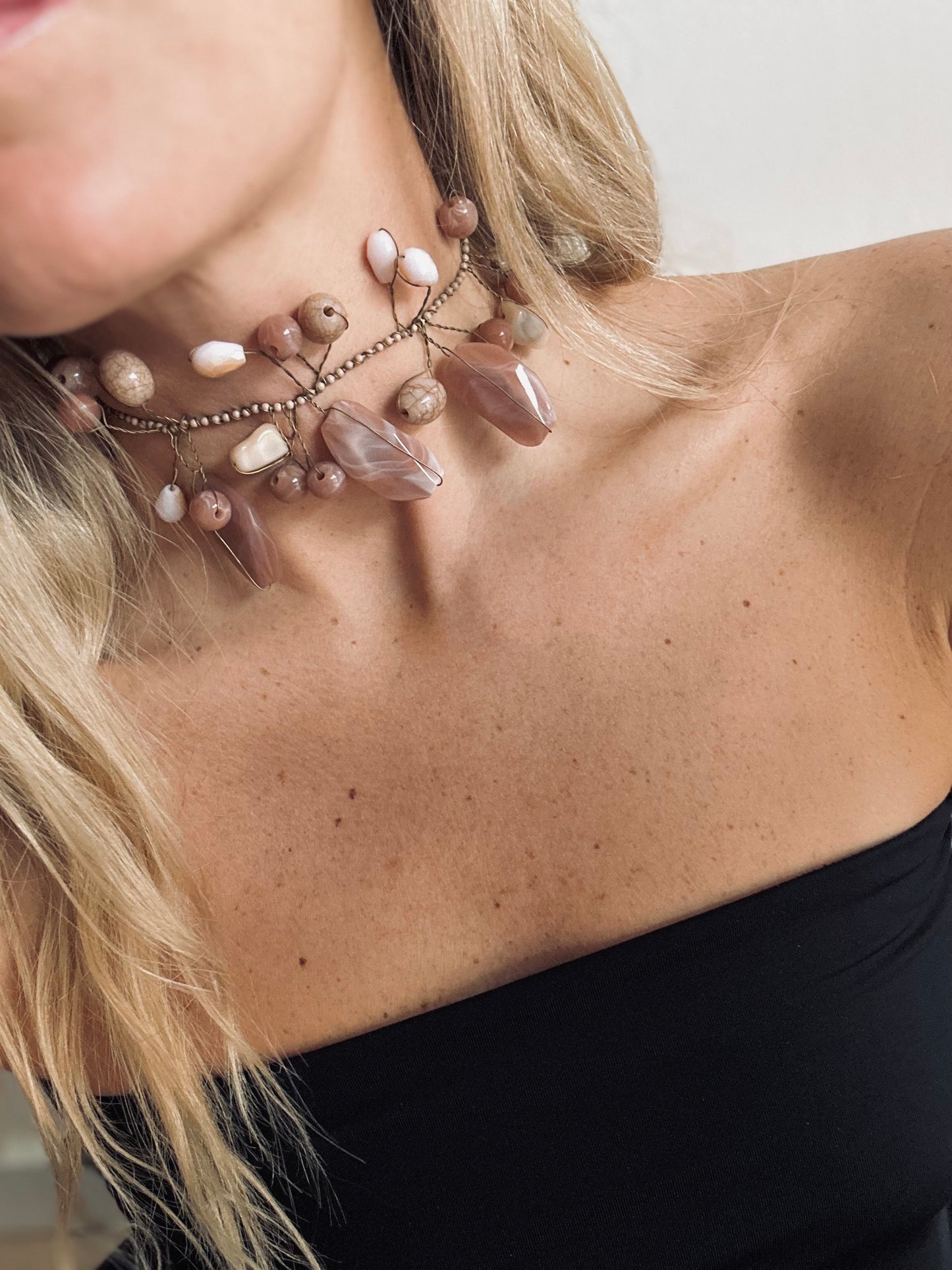 Choker mix piedras berenjena