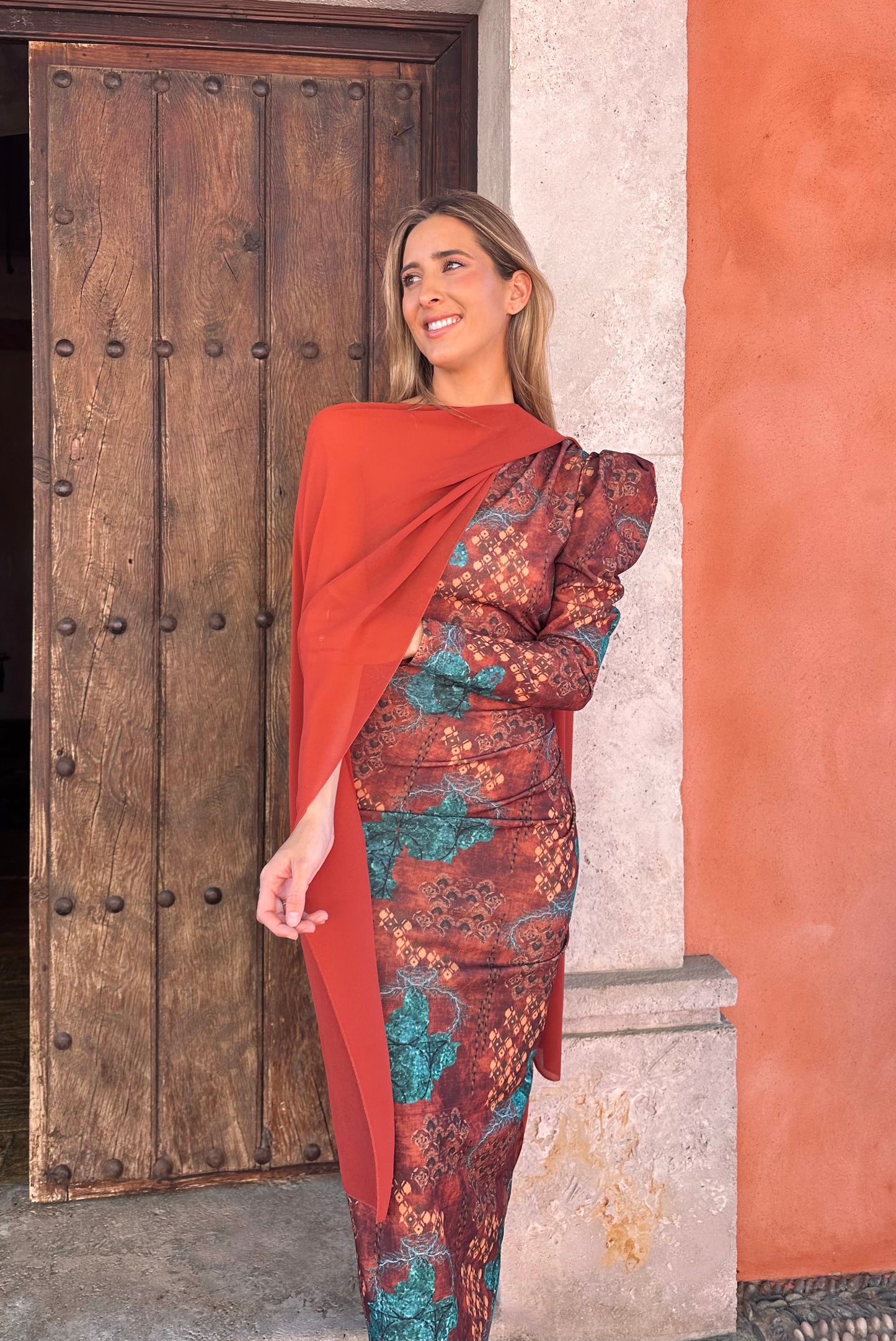 Vestido estampado asimétrico caldera