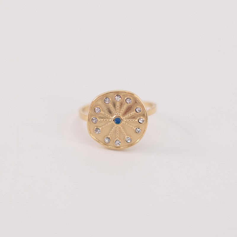 Anillo dorado chapa y brillos