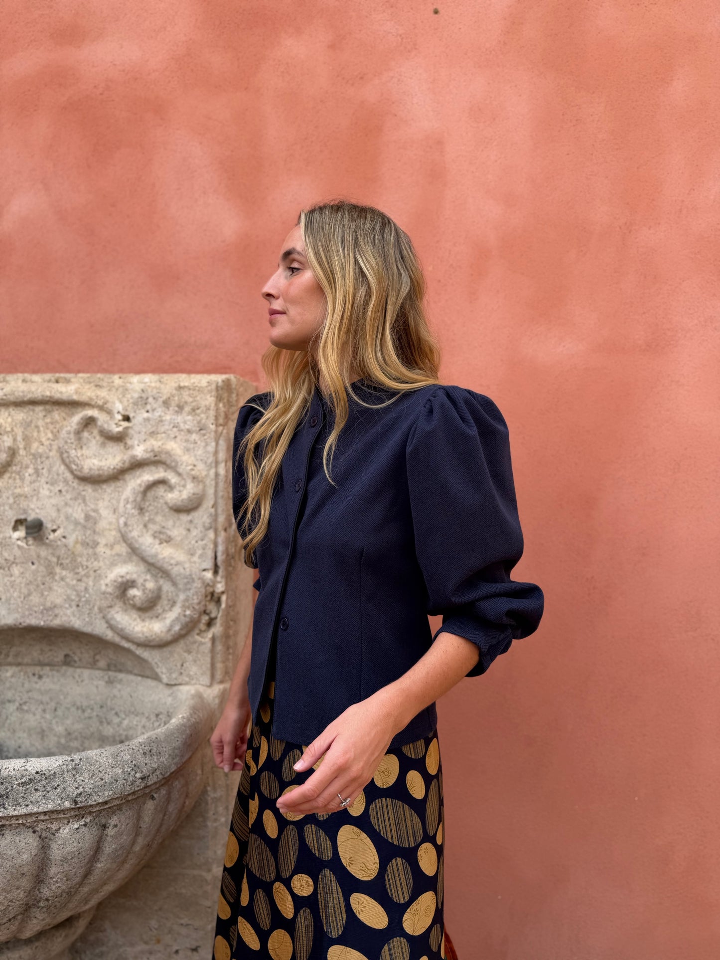 Chaqueta espiga azul marino