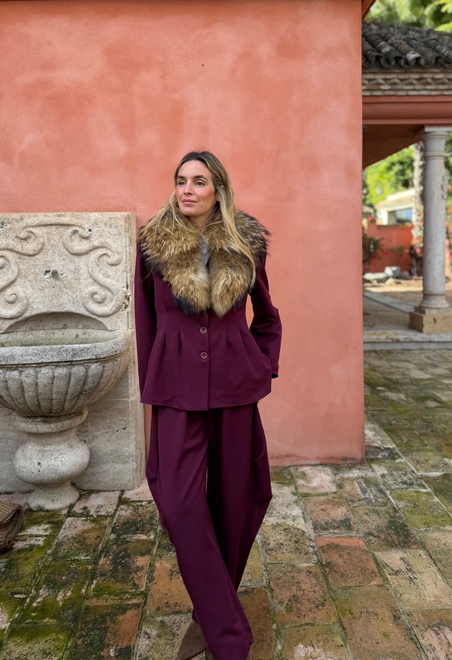 Chaqueta tablas burdeos