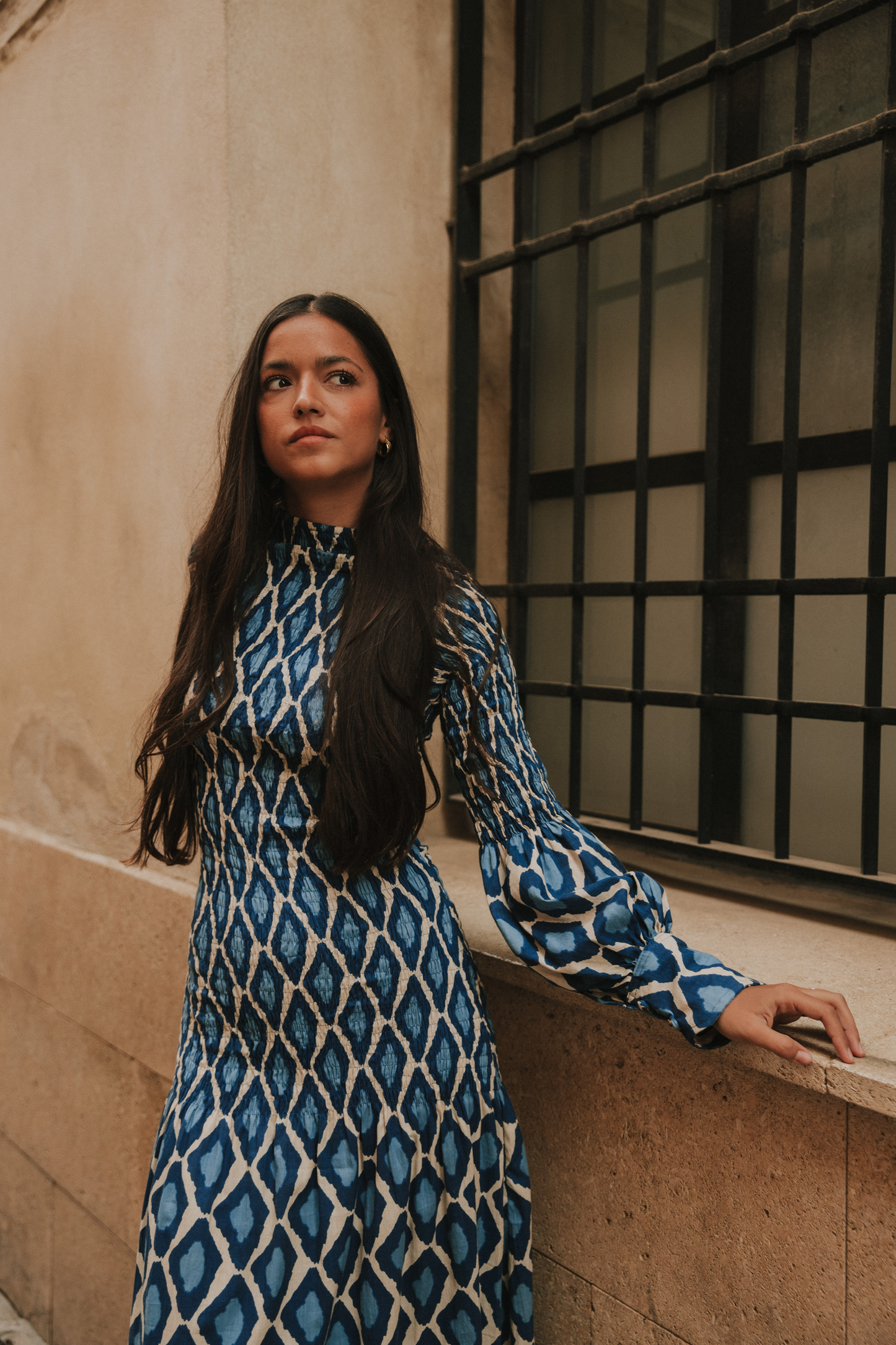 Vestido Toscana rombos azules