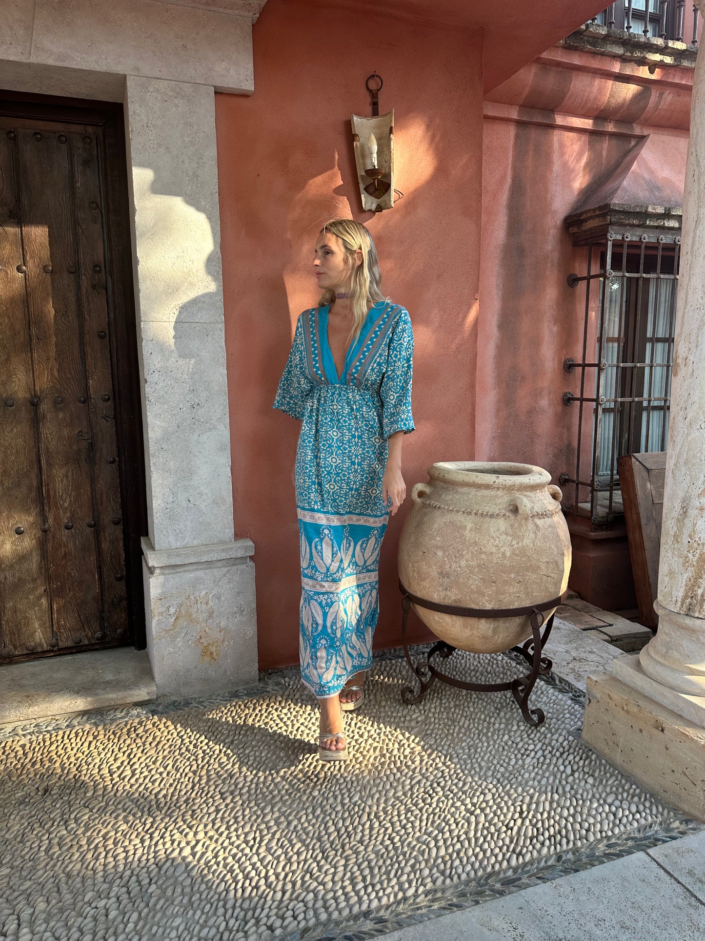 Kimono indio turquesa