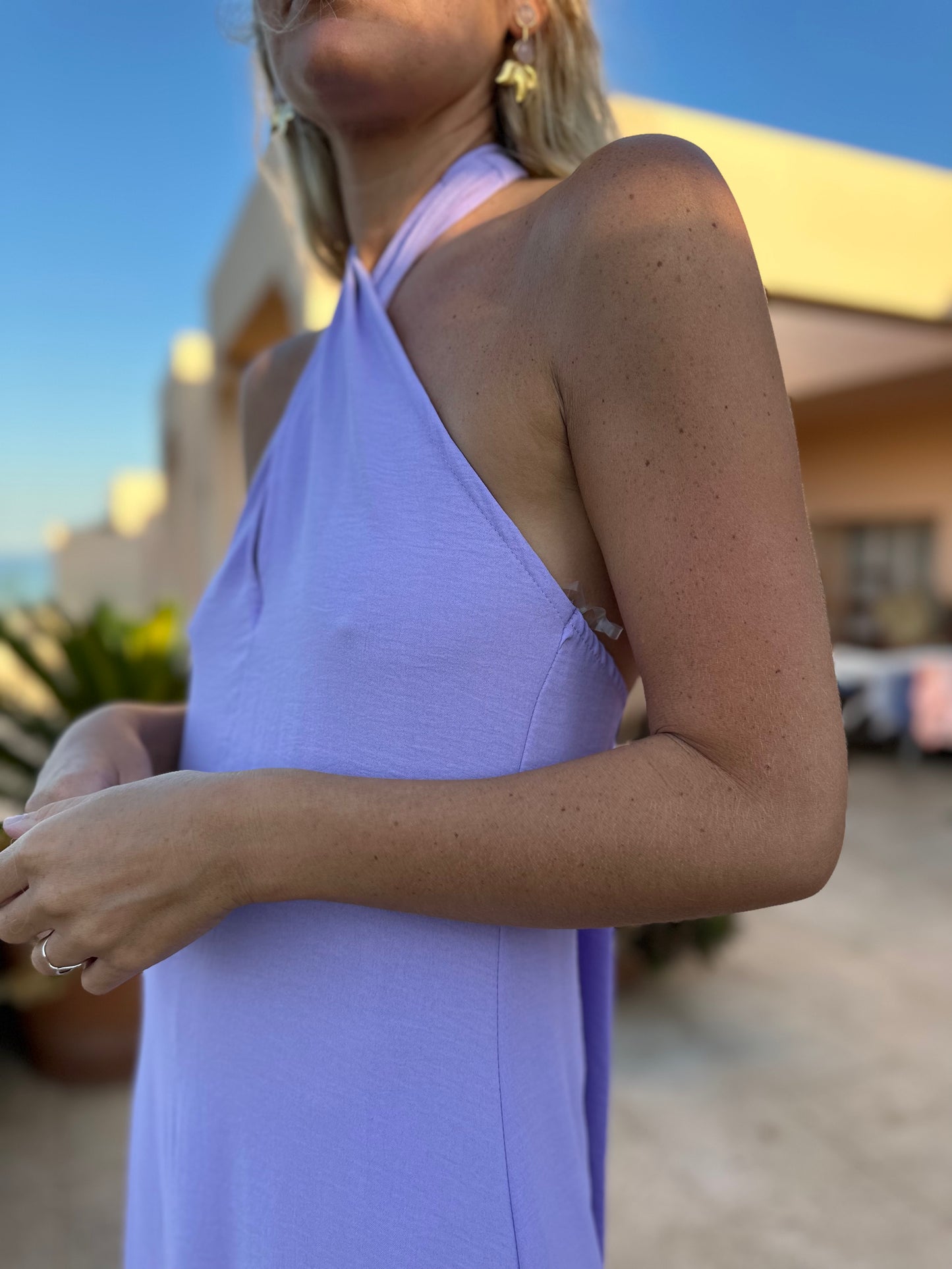 Vestido crepe lila