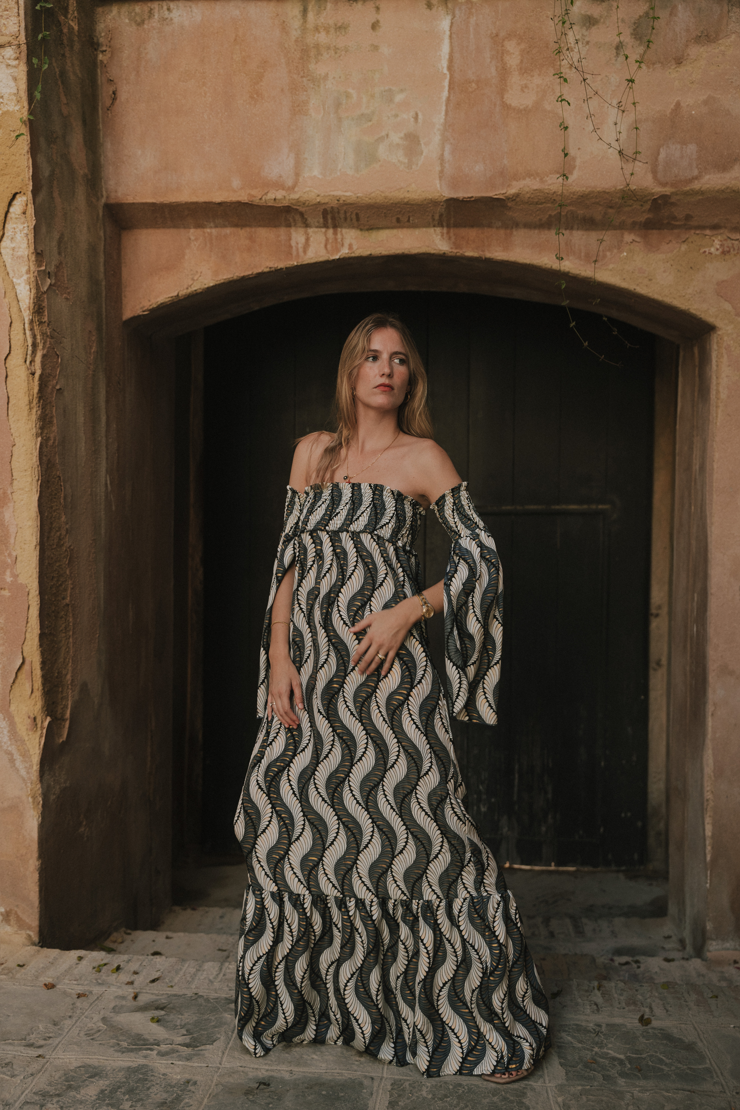 Vestido Venecia hoja gris