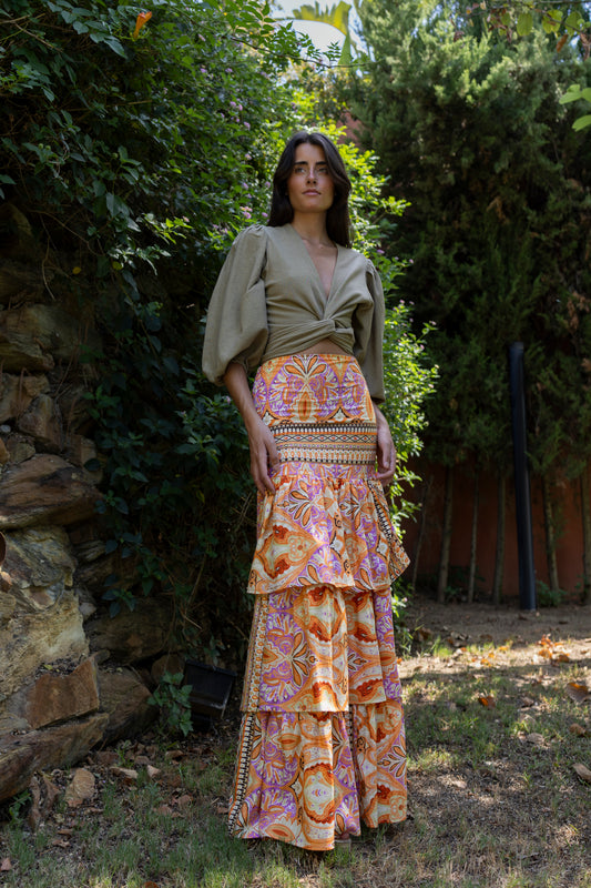 Falda Tenerife flor naranja