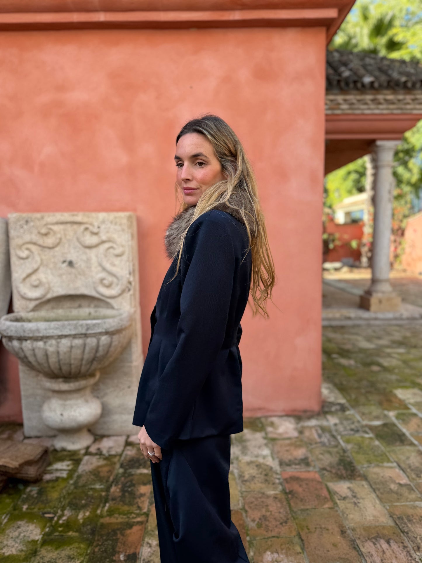 Chaqueta tablas burdeos marino