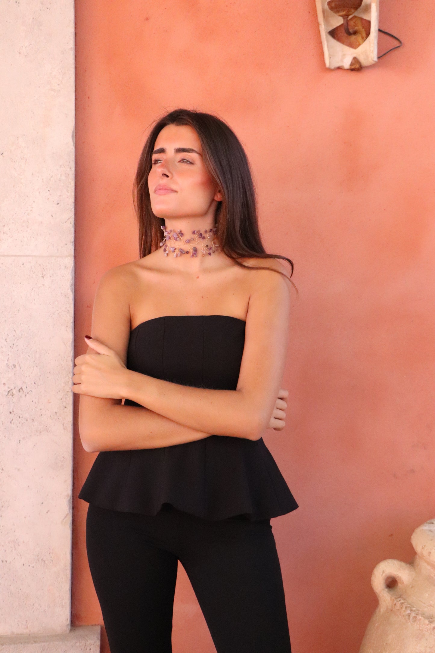 Choker piedras tonos morados