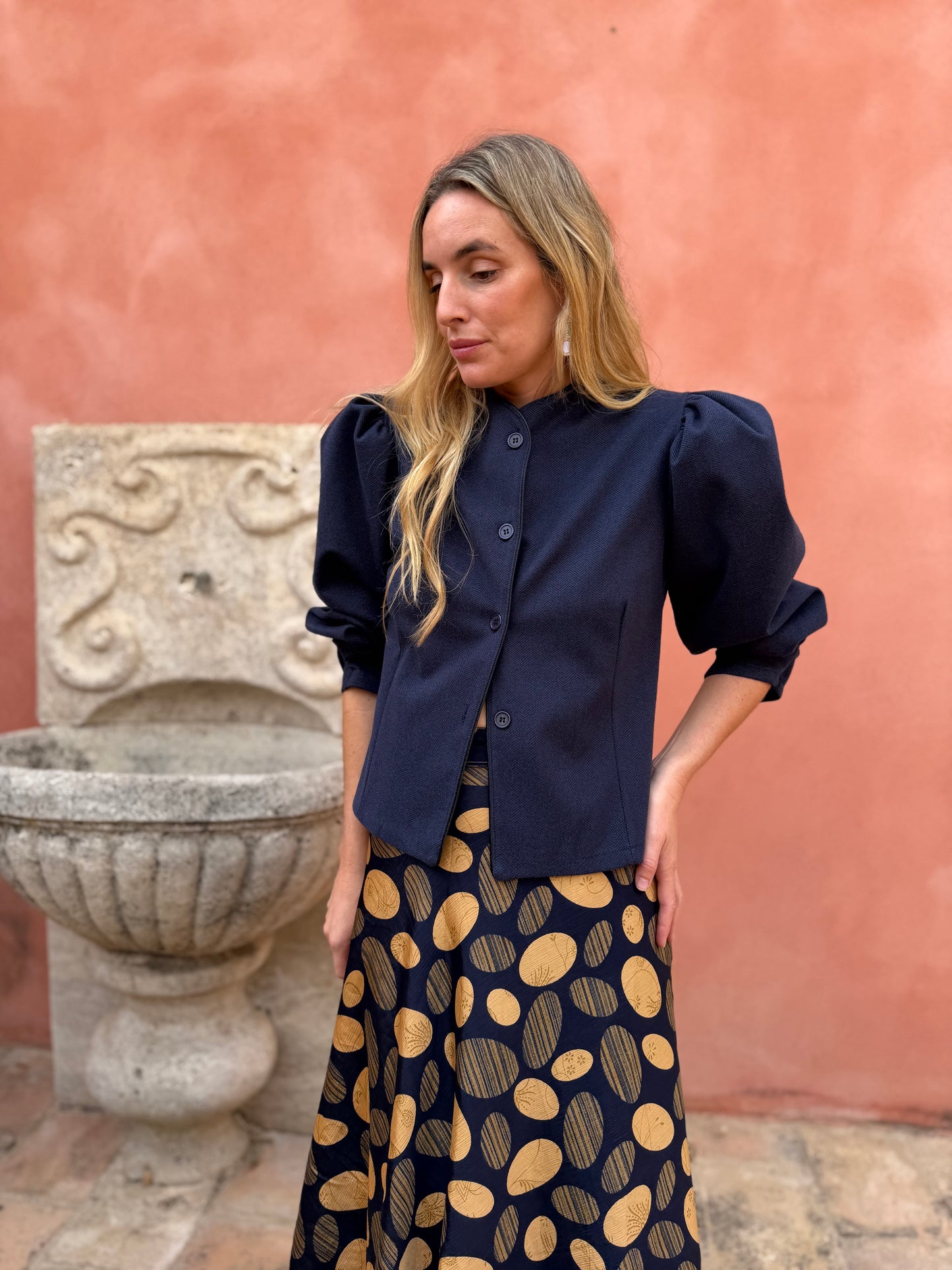 Chaqueta espiga azul marino