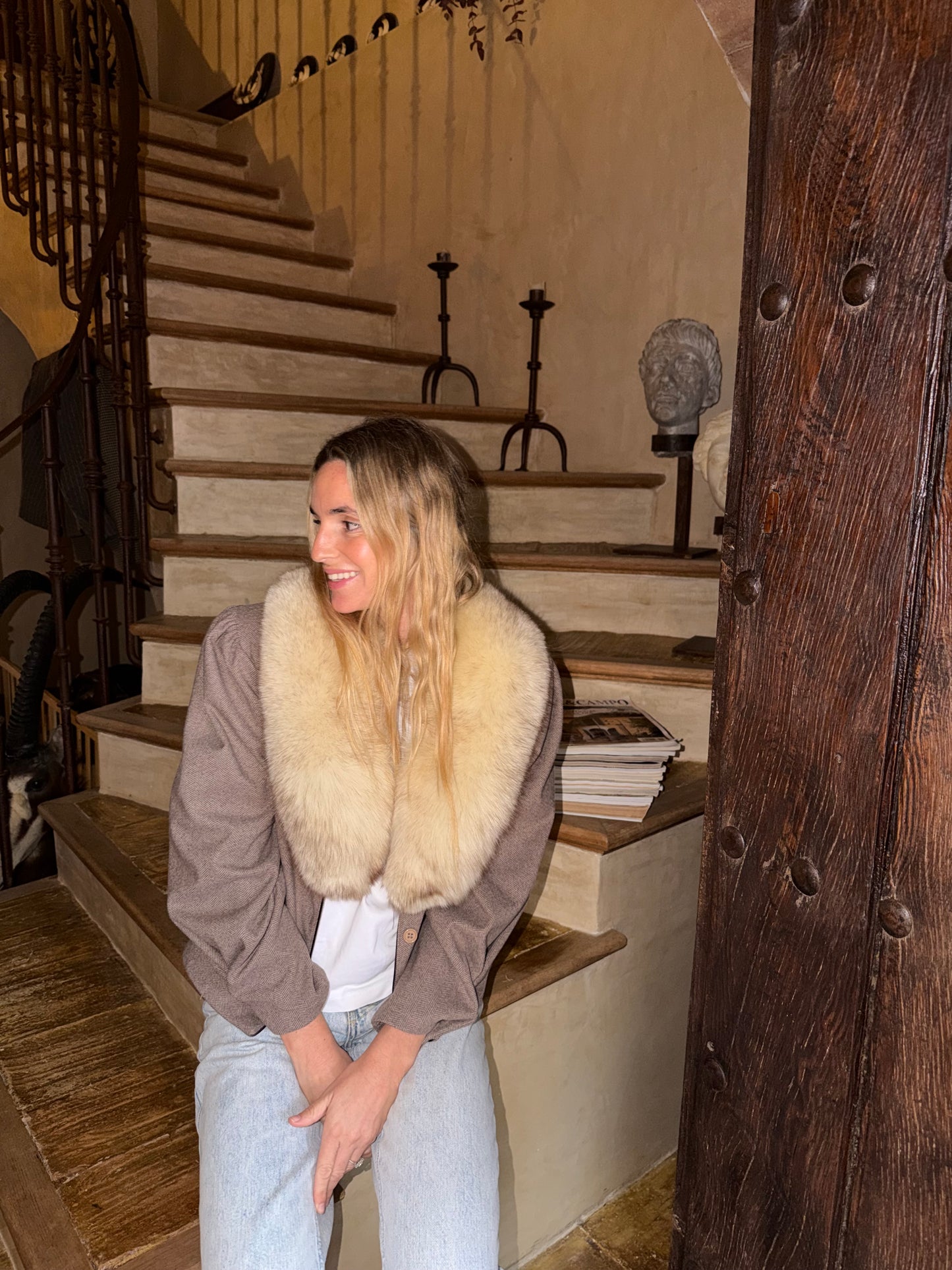 Chaqueta espiga beige