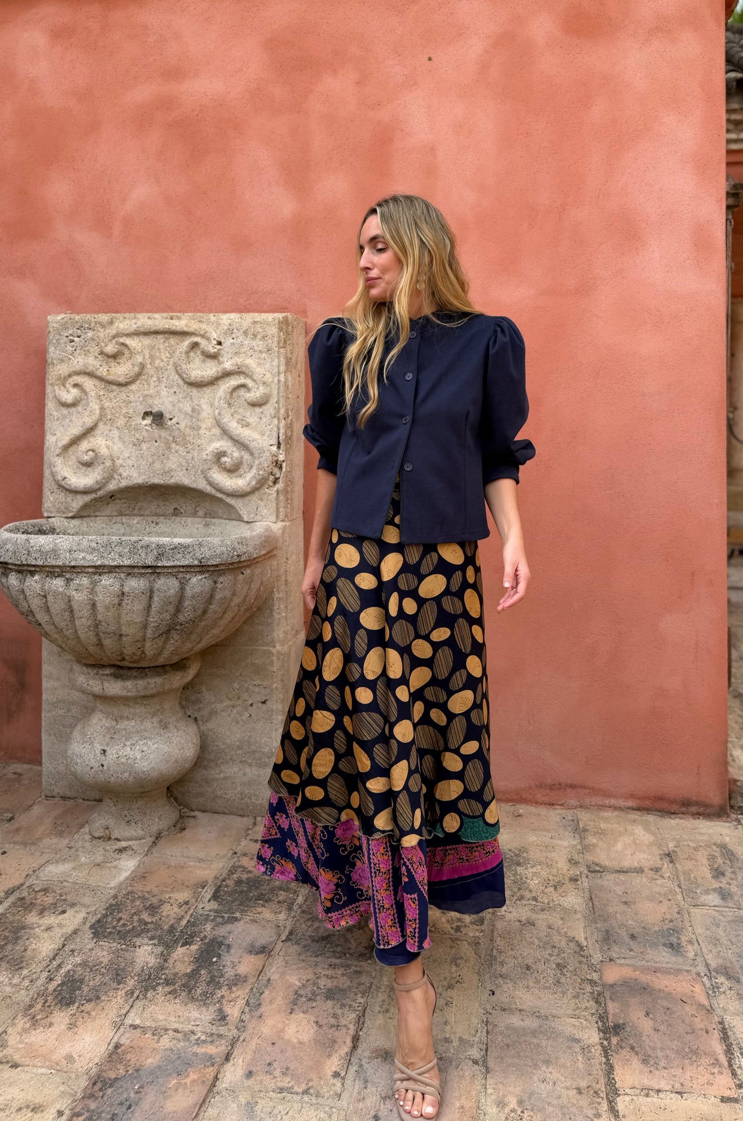 Chaqueta espiga azul marino