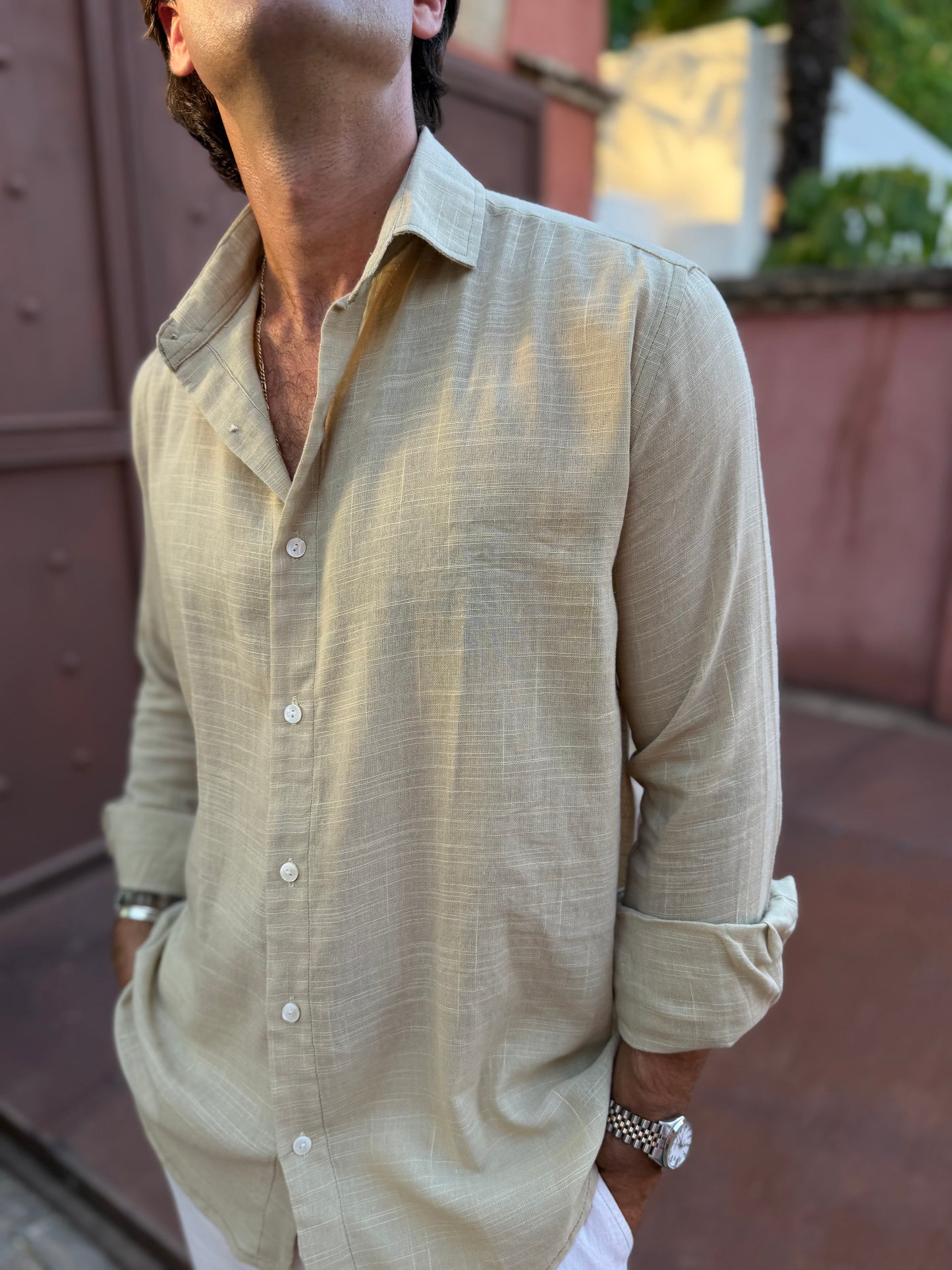 Camisa lisa beige