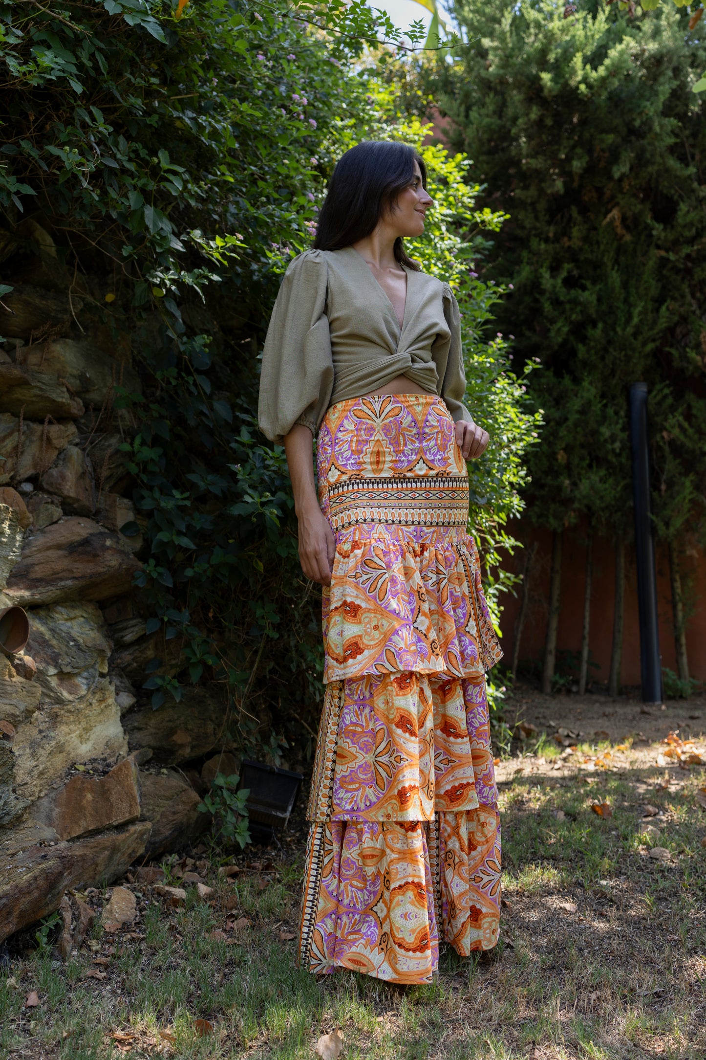 Falda Tenerife flor naranja