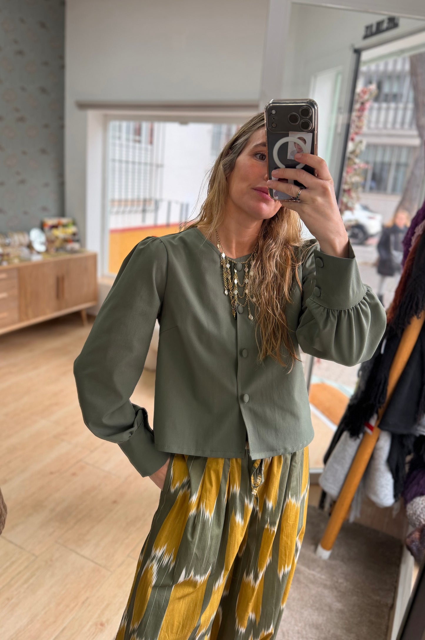 Chaqueta lisa verde