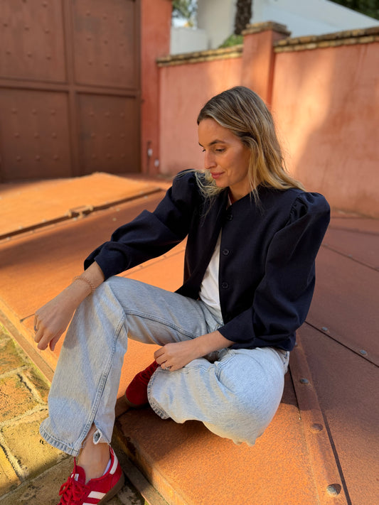 Chaqueta espiga azul marino