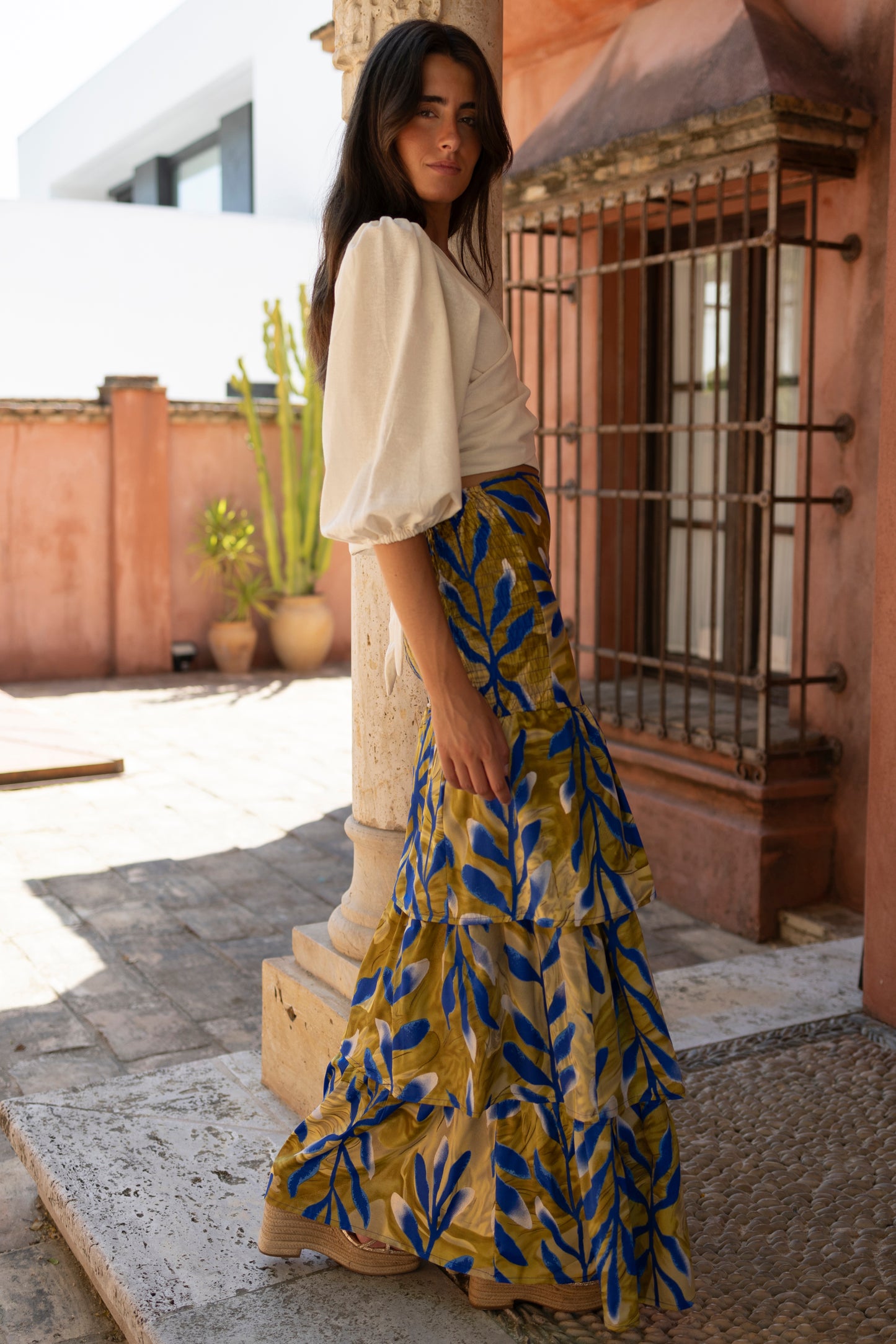 Falda Tenerife hoja lima azul