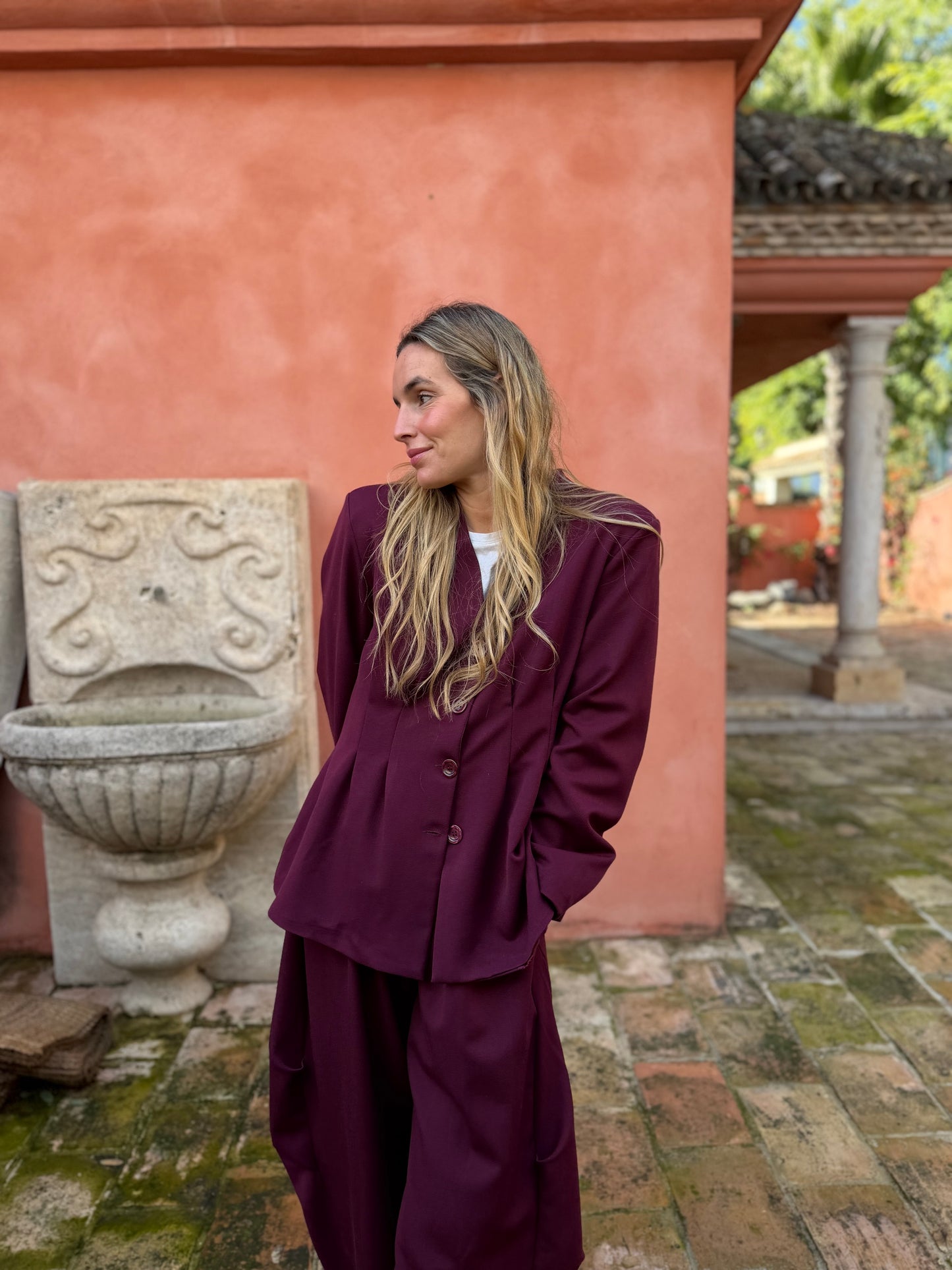 Chaqueta tablas burdeos